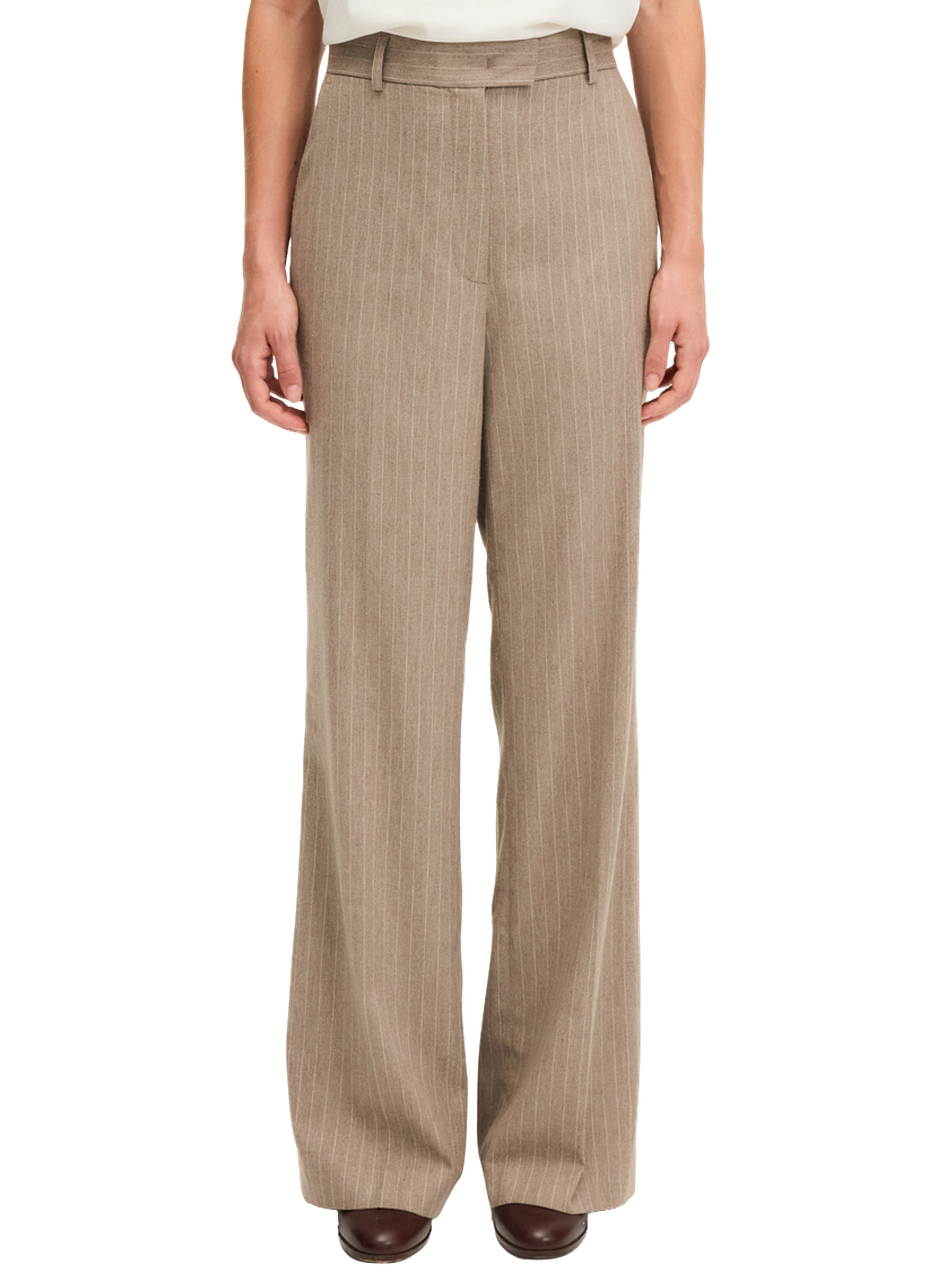 Pantalon large à fines rayures - cindelle Beige by PABLO PABLO Pantalon large à fines rayures - cindelle Beige