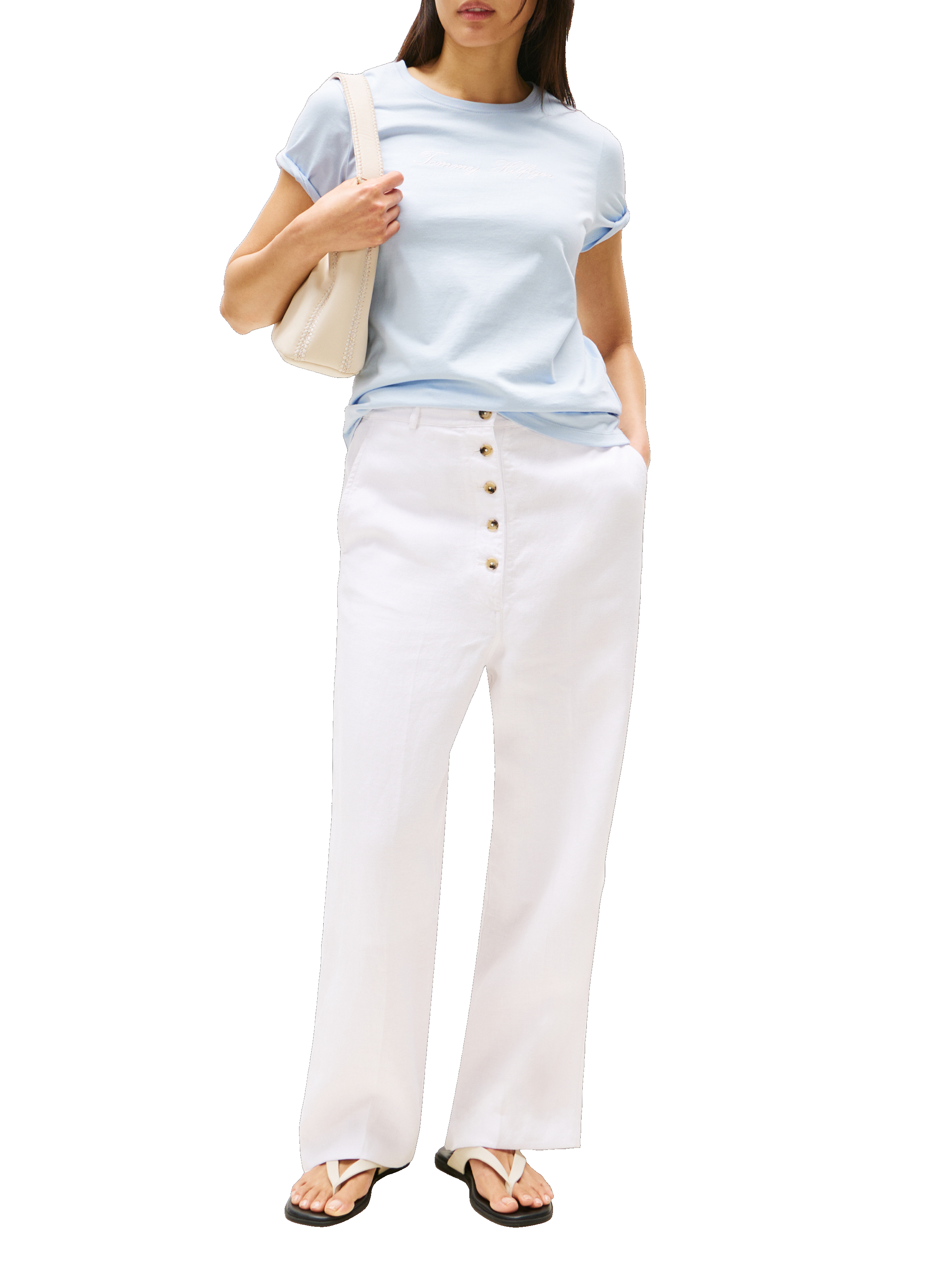 T-shirt with crew neck and embroidered logo TOMMY HILFIGER Blue