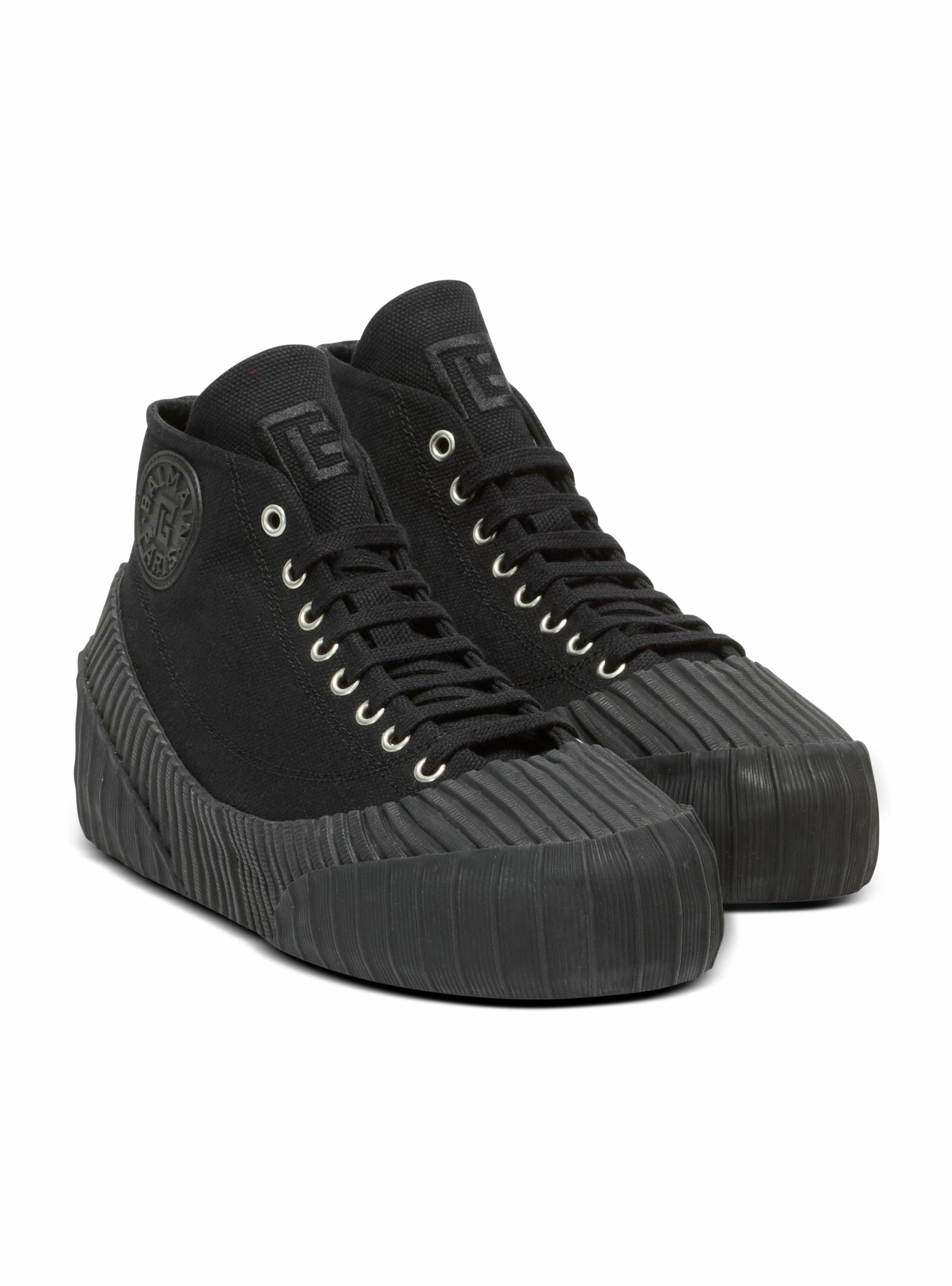 Sneakers riff low en toile BALMAIN Noir