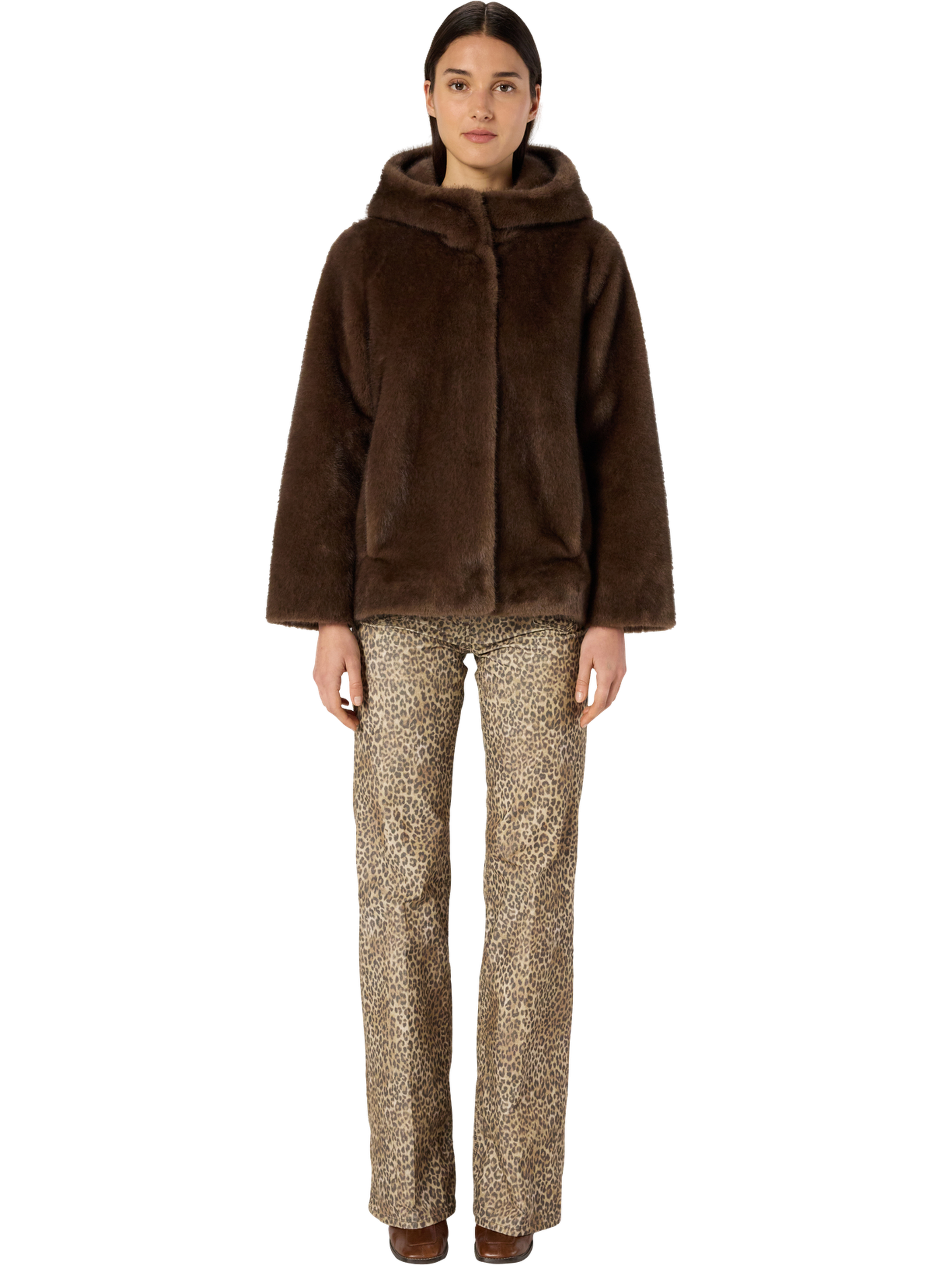 Manteau en fausse fourrure à capuche - morgane GERARD DAREL Marron