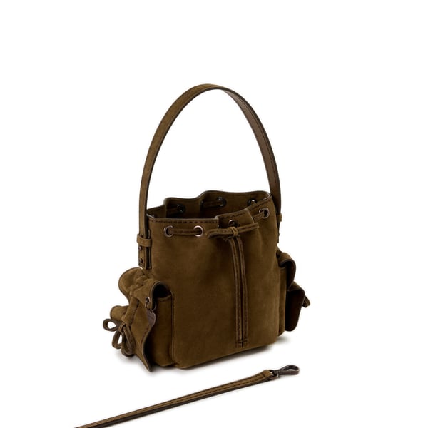 Acne Studios Mini Sac Seau Multi-poches En Cuir In Brown