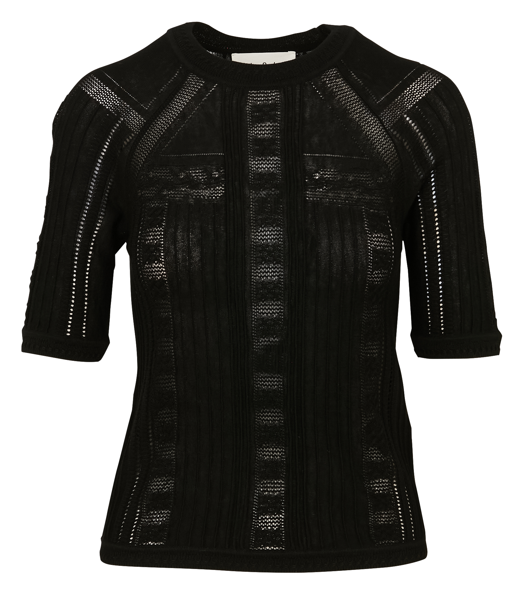 Pull col rond en laine mélangée philo Noir