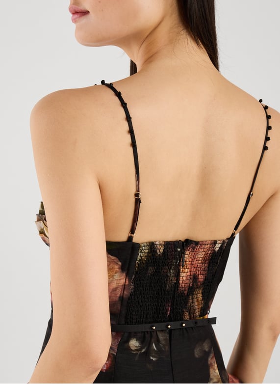Floral midi dress in linen and silk | Multicolour by ZIMMERMANN Floral midi dress in linen and silk Multicolour