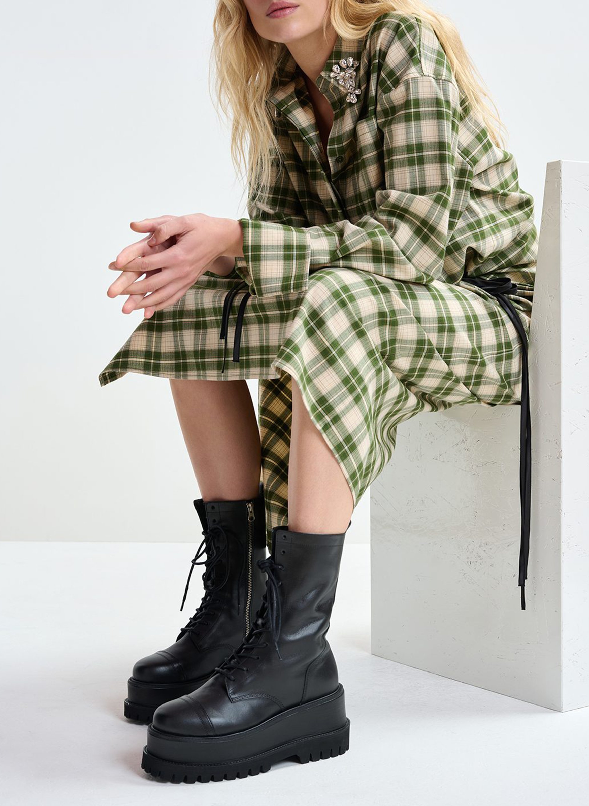 Robe longue col classique imprimée jid ESSENTIEL ANTWERP Vert