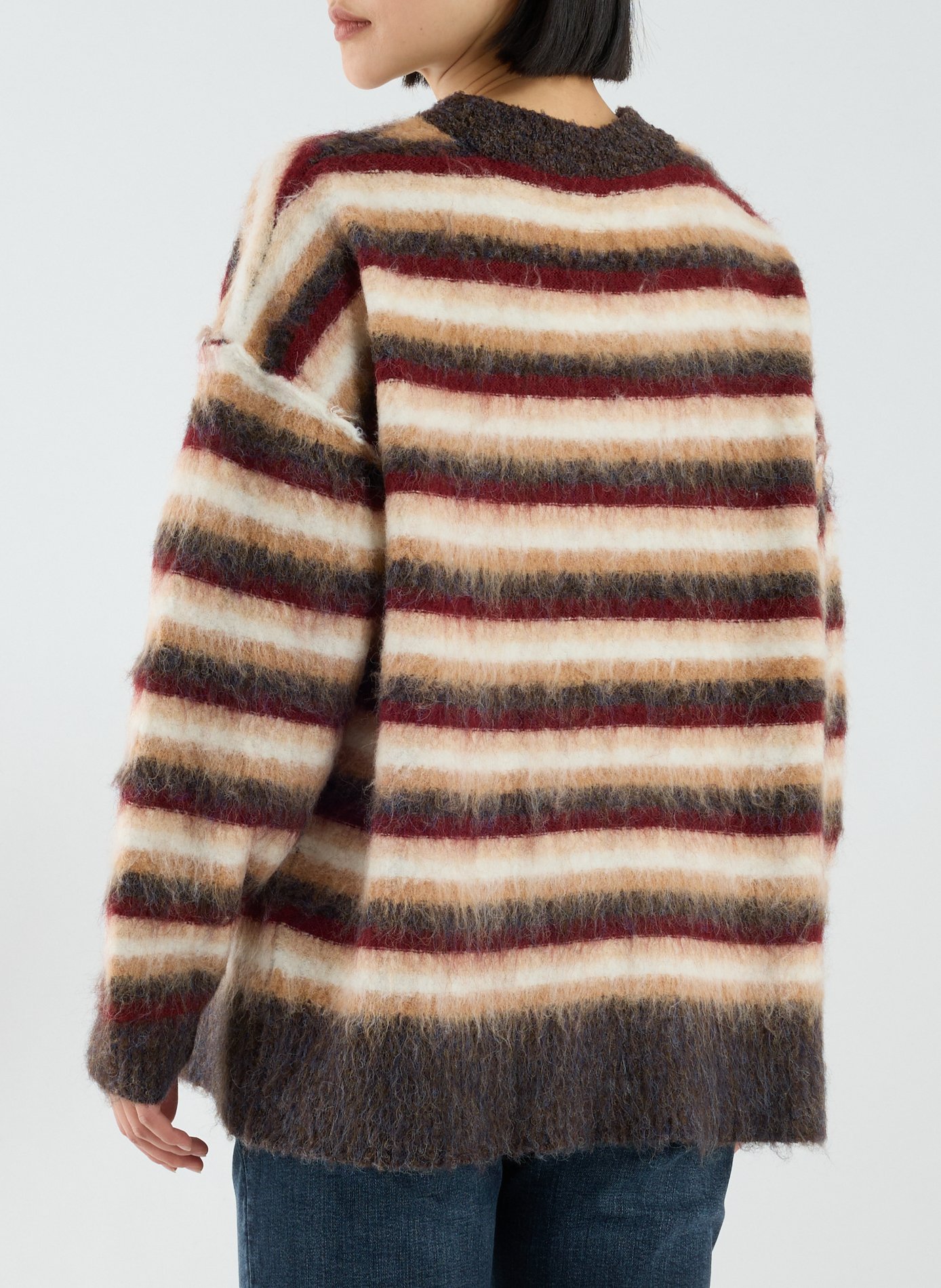 Pull col rond à rayures TOPSHOP Rouge