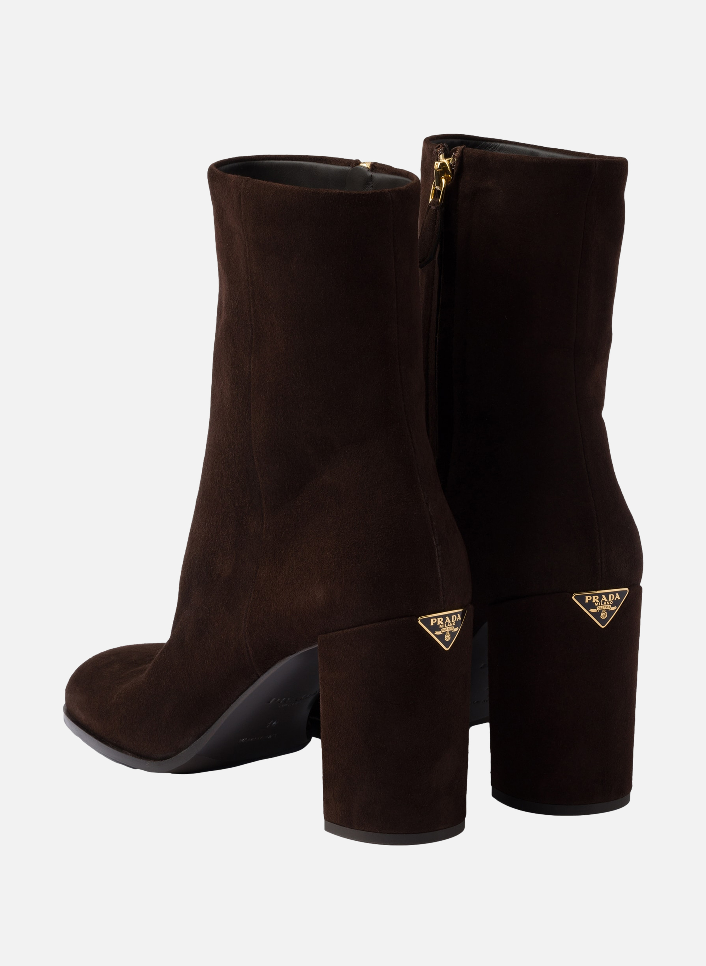 Bottines en veau velours PRADA Marron