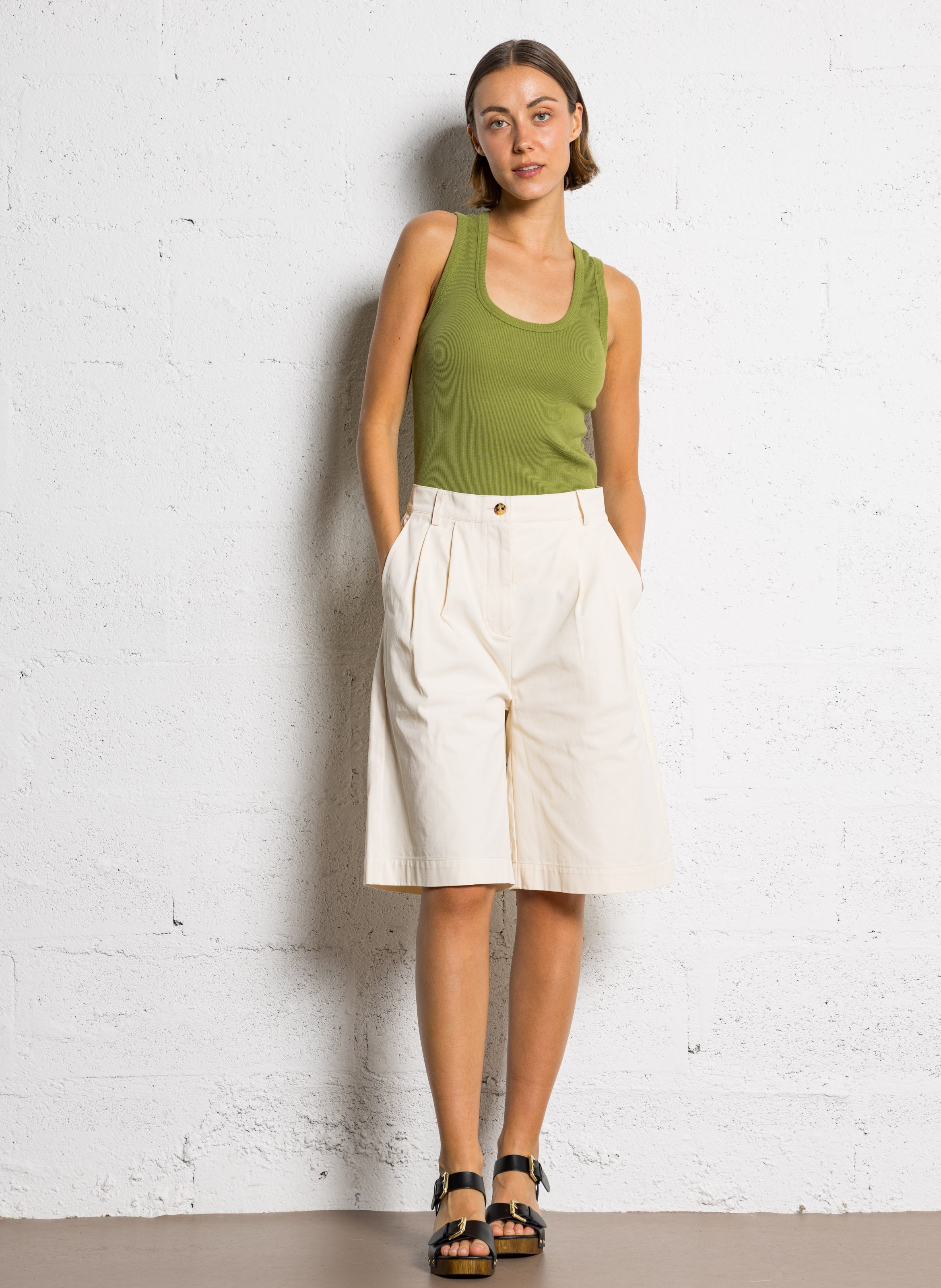 Débardeur col rond en coton IKKS Vert