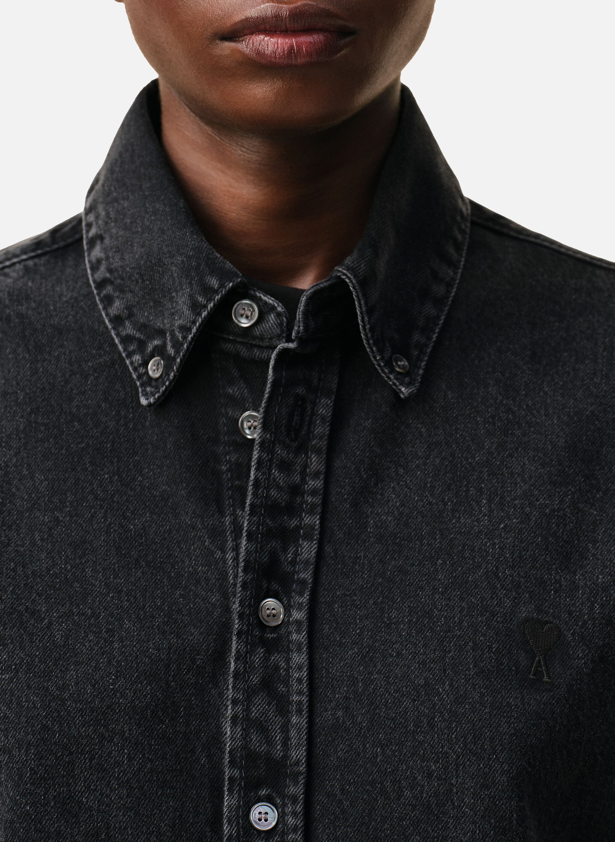Chemise denim ami de coeur unisexe en coton AMI PARIS Noir