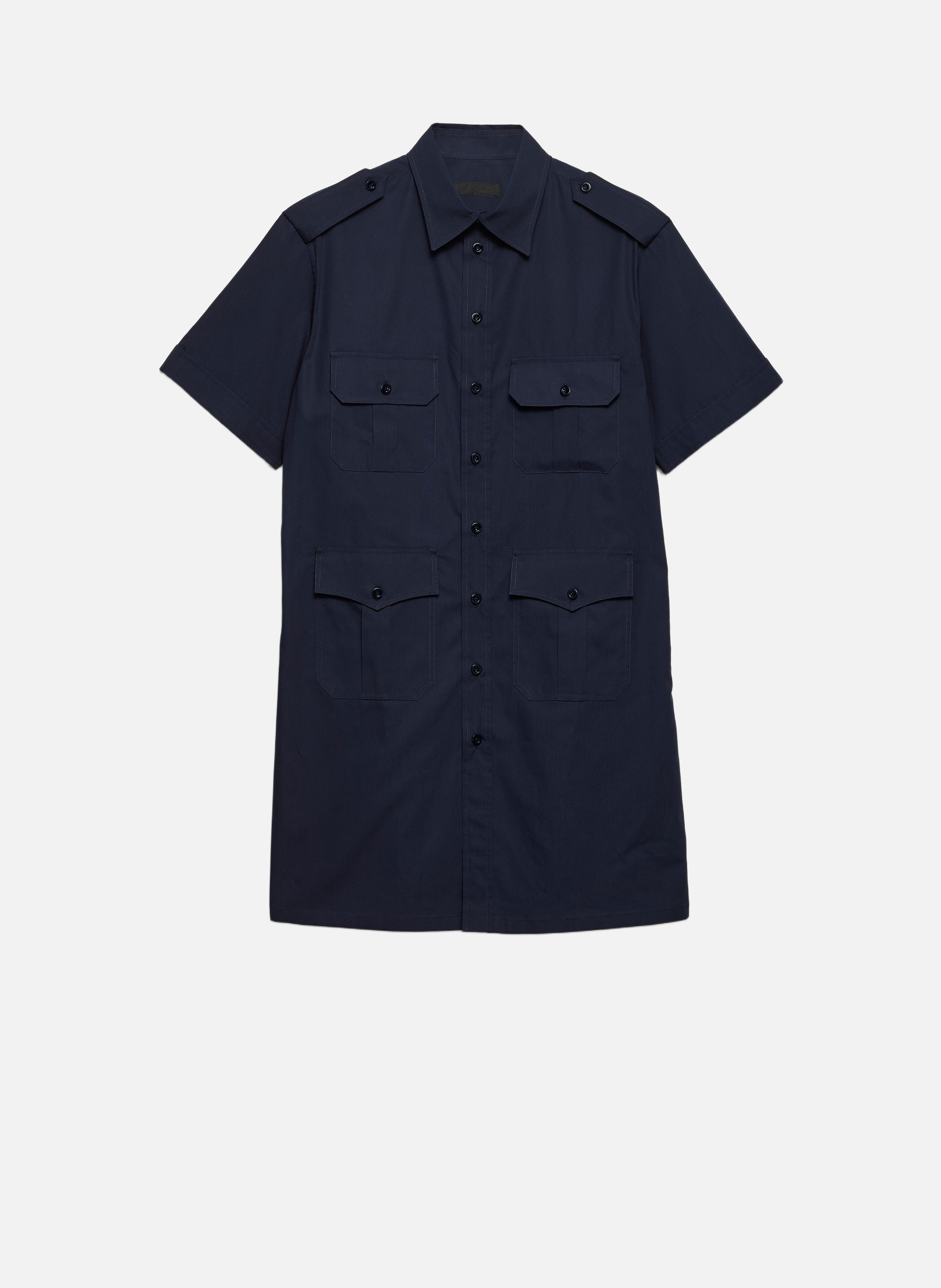 Chemise à manches courtes en coton PRADA Bleu