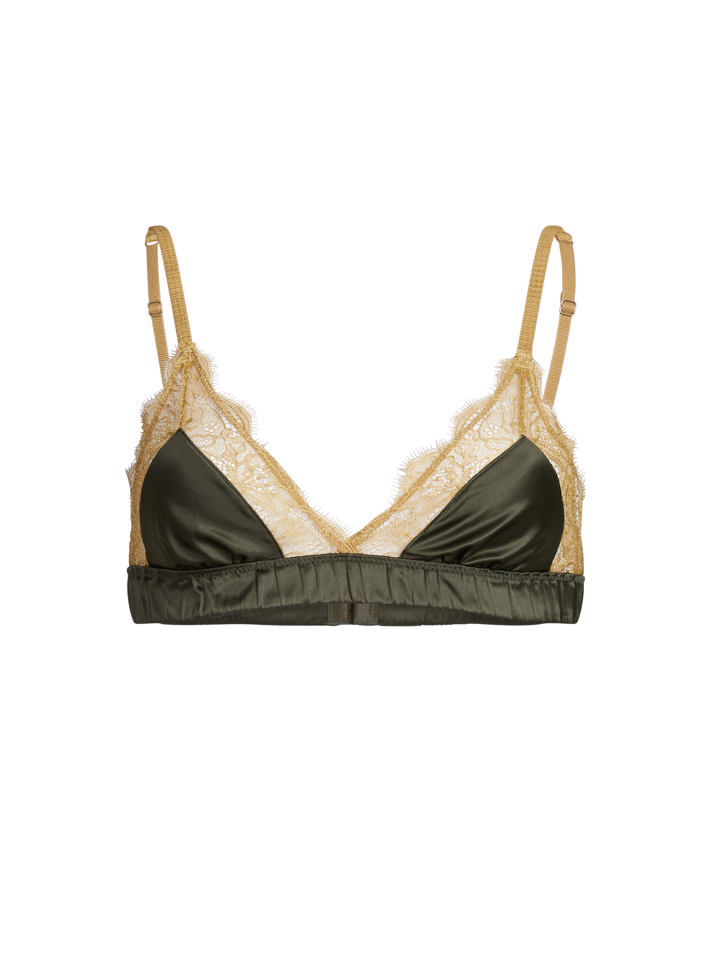 Satin and lace triangle bra LOVE STORIES Green