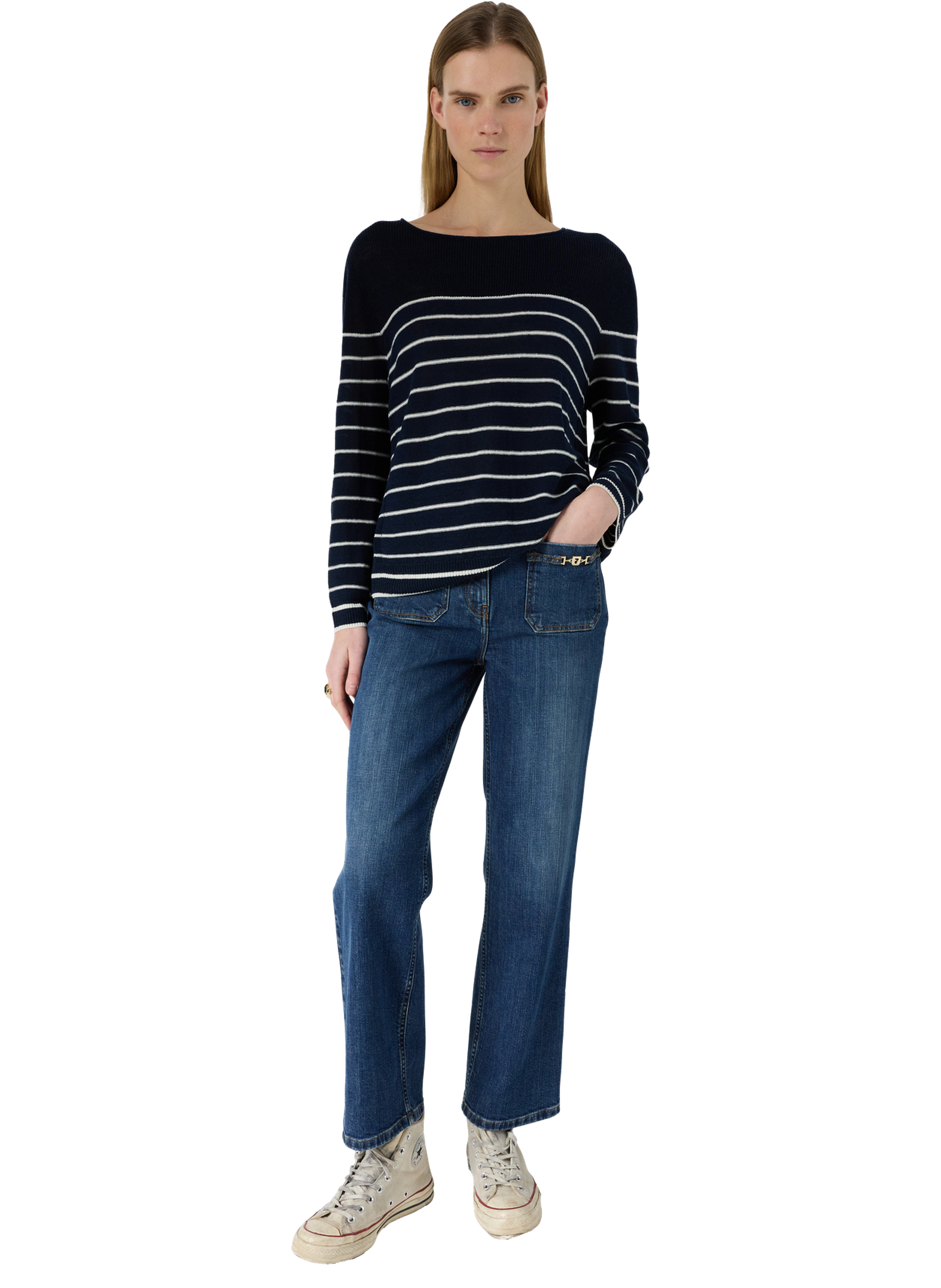 Pull ample rayé en lin mélangé - levia GERARD DAREL Bleu