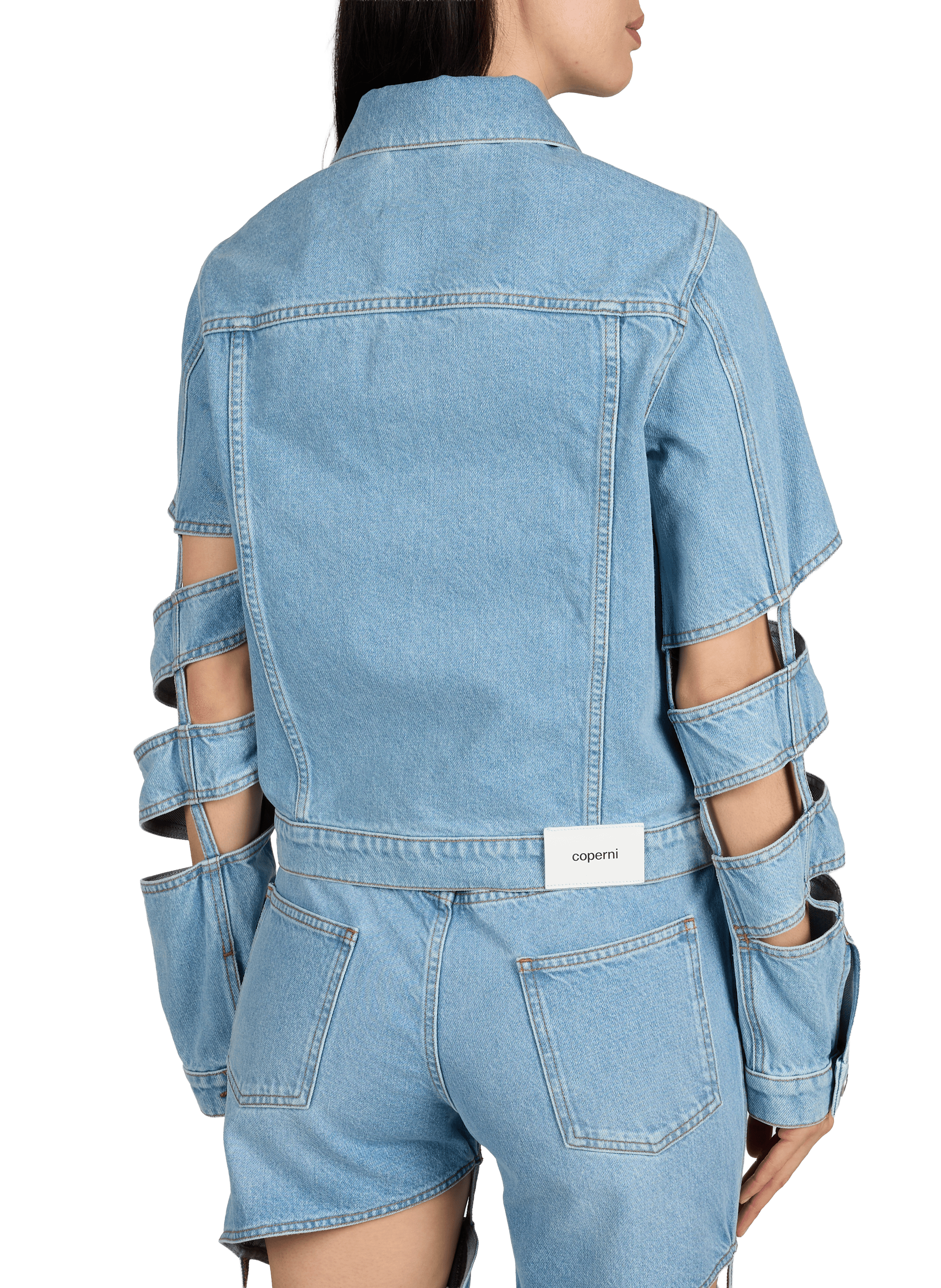 Denim jacket with distressed cotton sleeves COPERNI Blue