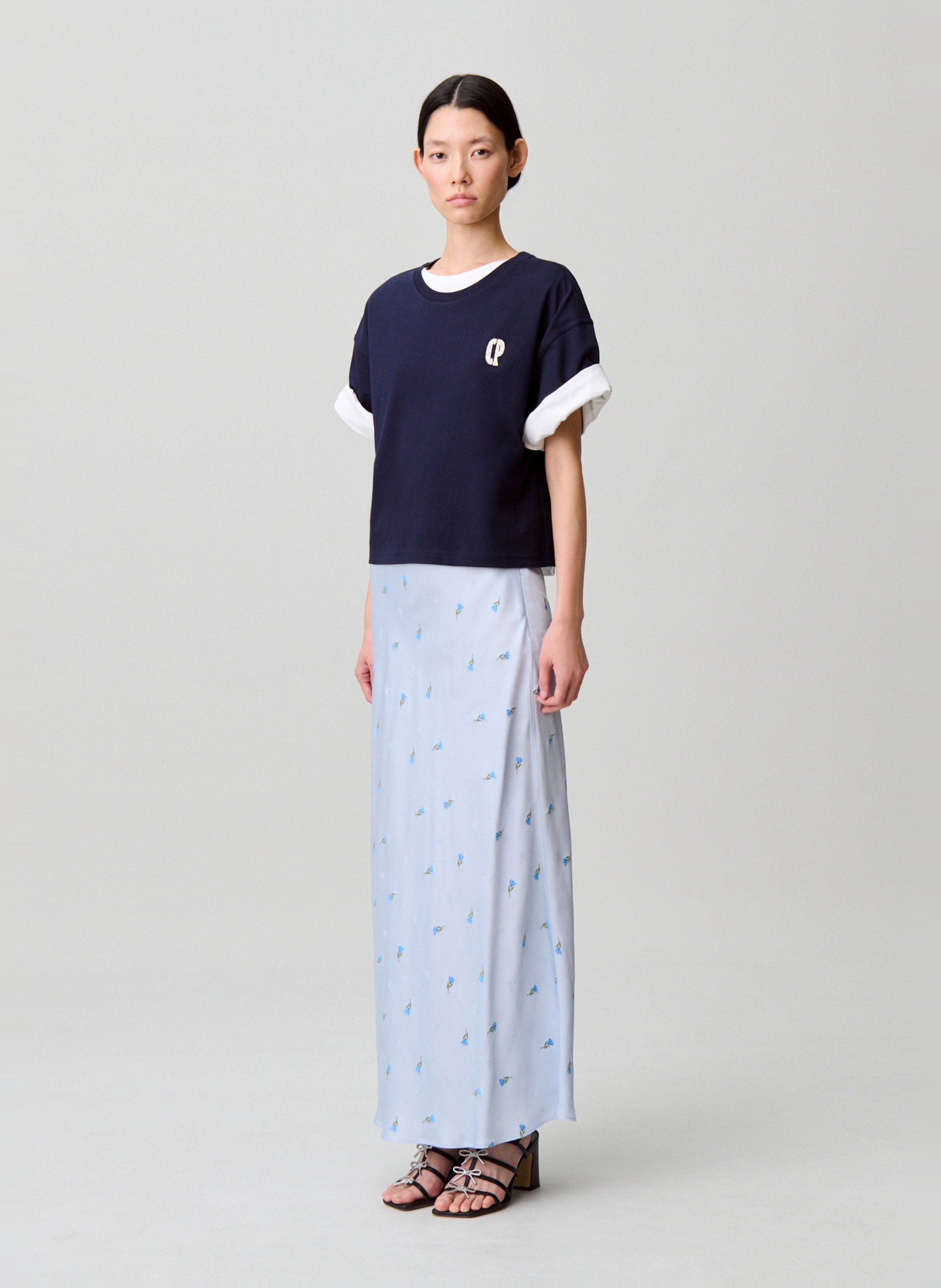 Jupe longue évasée imprimée CLAUDIE PIERLOT Bleu