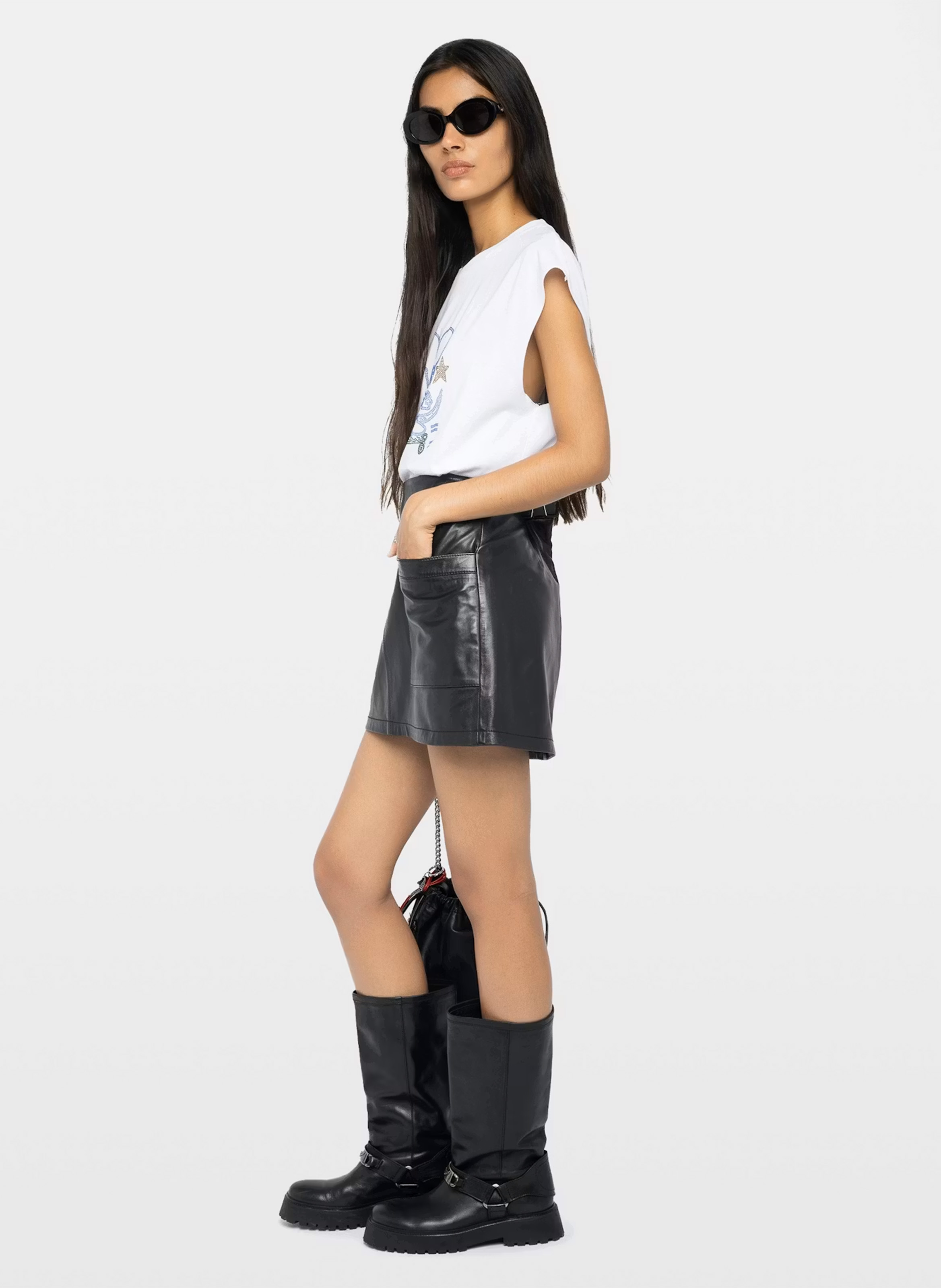 Tee-shirt sans manches avec strass devant cloe ZADIG&VOLTAIRE Blanc