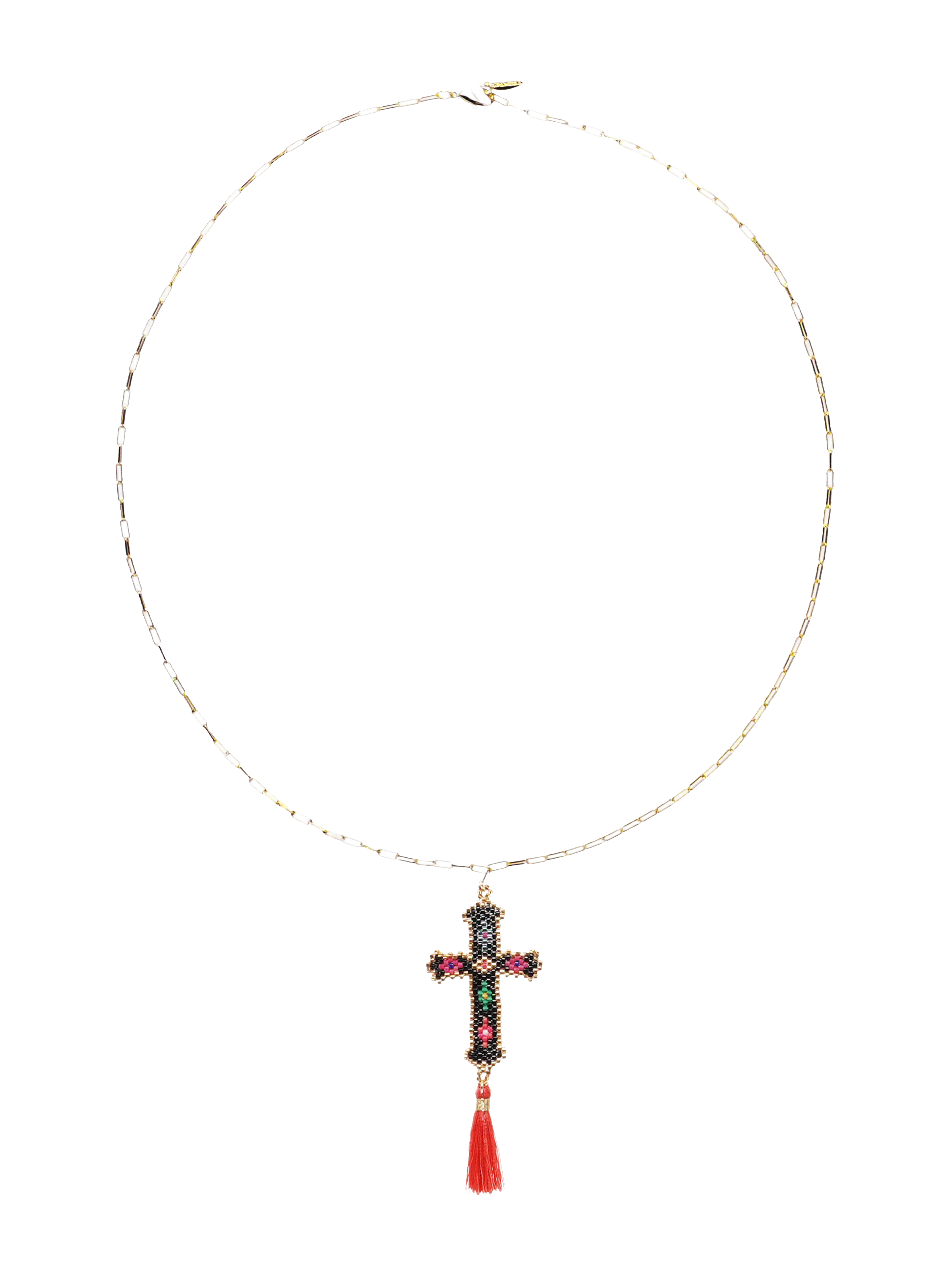 Collier chaîne avec pendentif perles tissées divyna HIPANEMA Noir