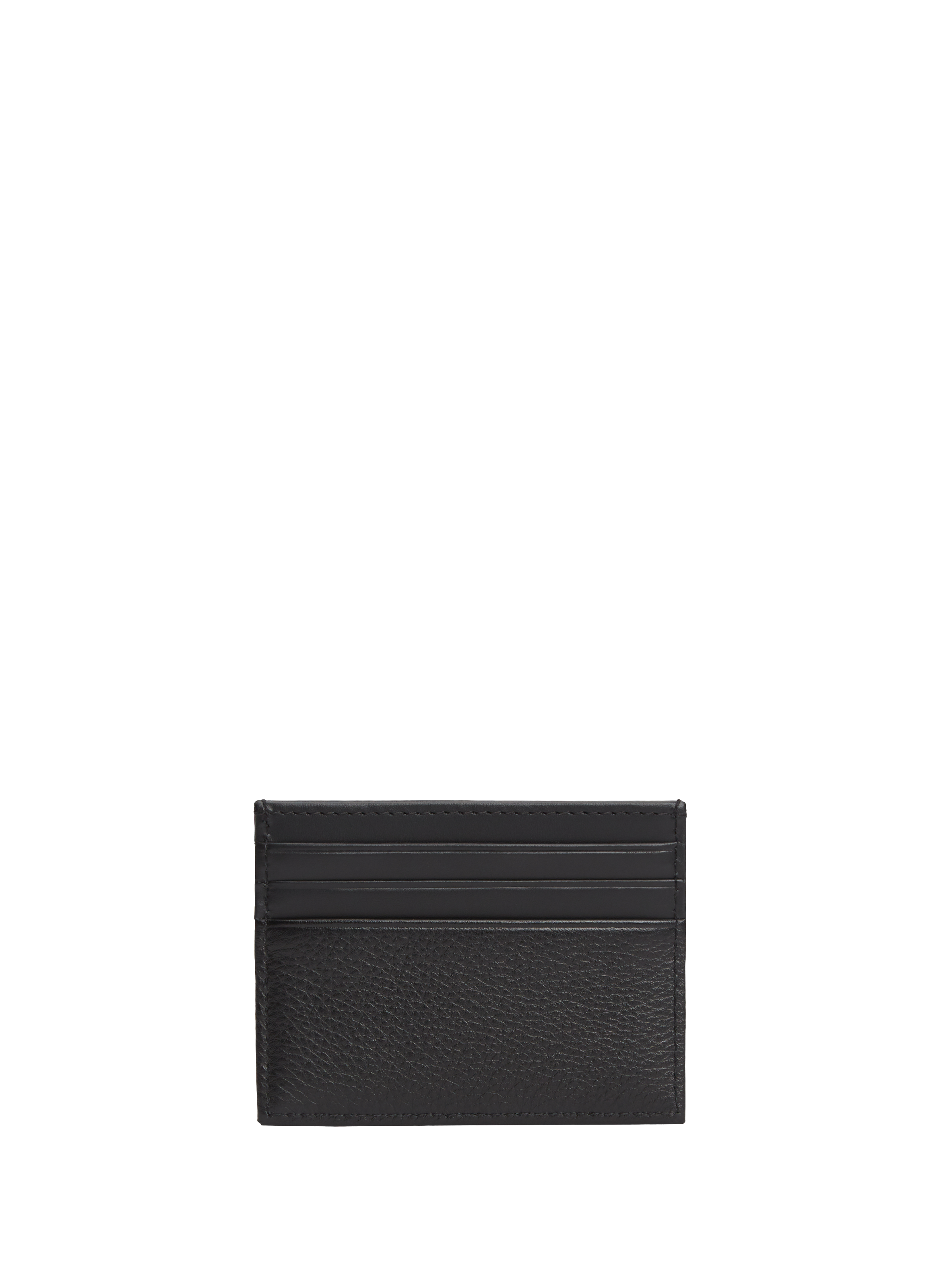 Porte-cartes rayé en cuir Noir