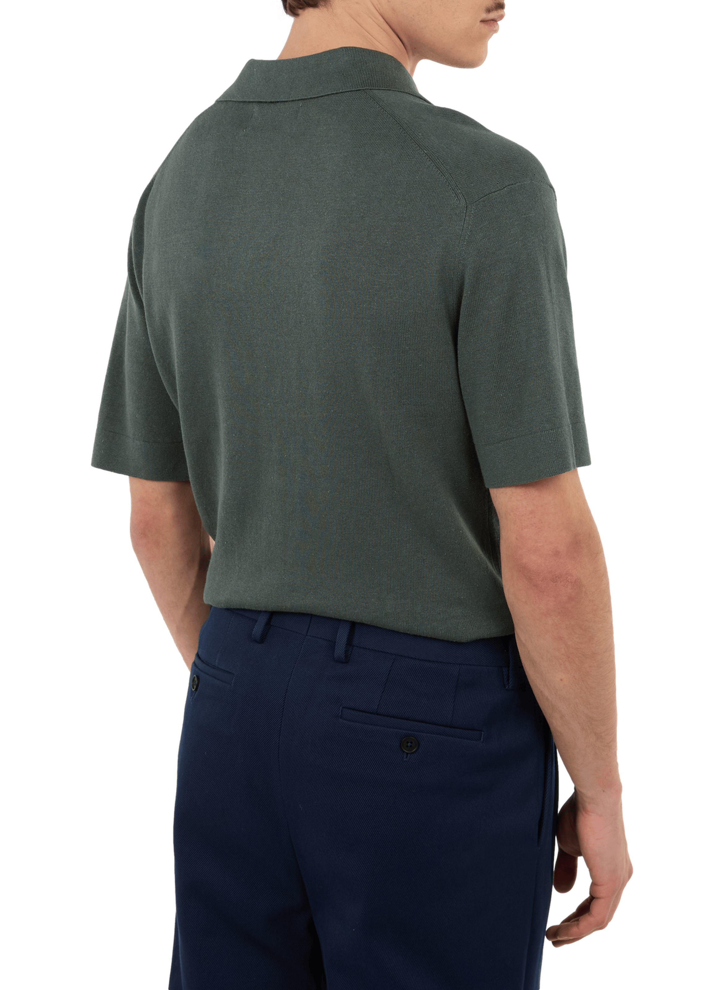 Polo Holl à manches courtes en lin et coton SAISON 1865 Vert