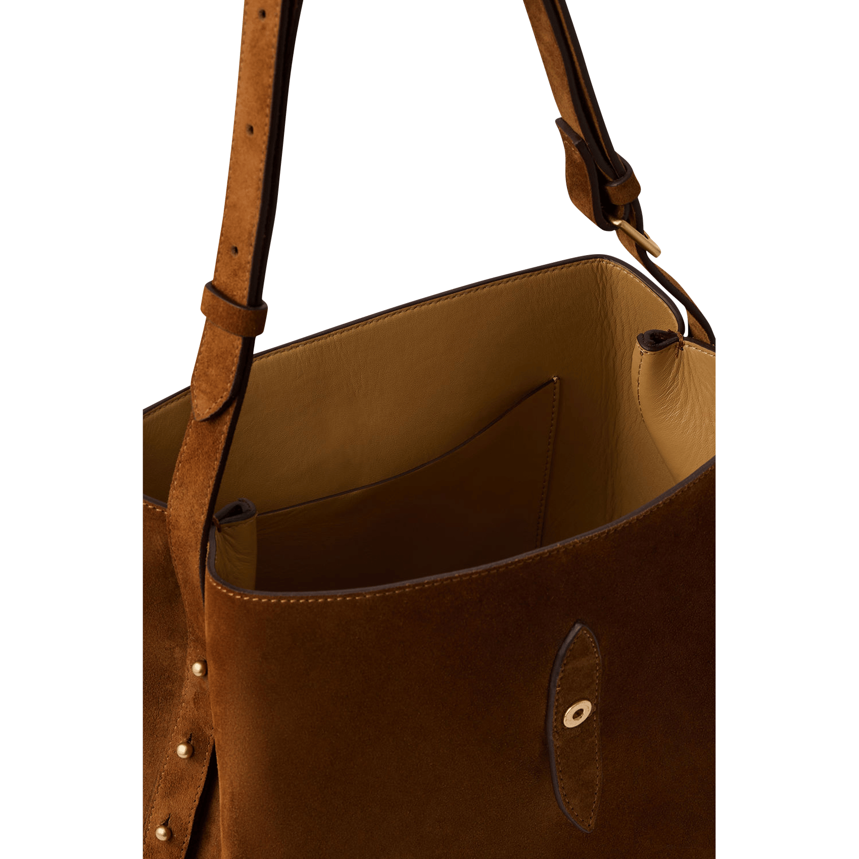 Sac à rabat monogramme en suède bello SOEUR Marron