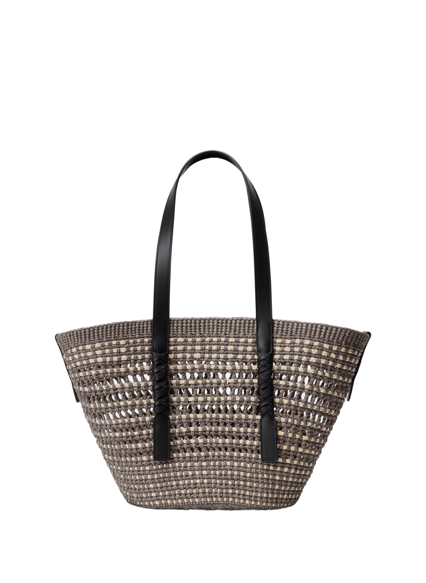 Paula's Ibiza - Medium Palm and Calf Leather Braid Basket LOEWE Khaki