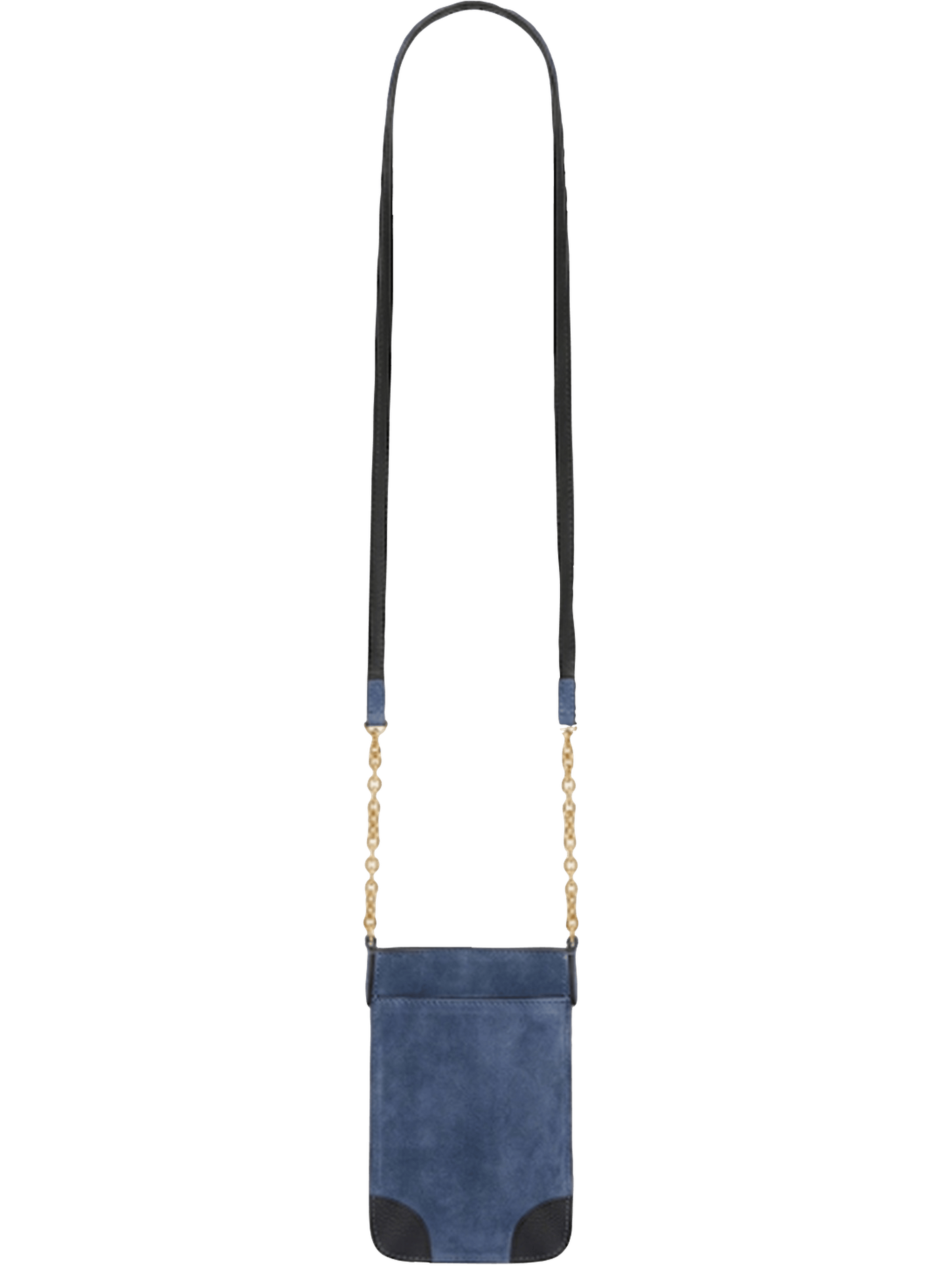 Porte téléphone en cuir velours - le charlotte phone Bleu
