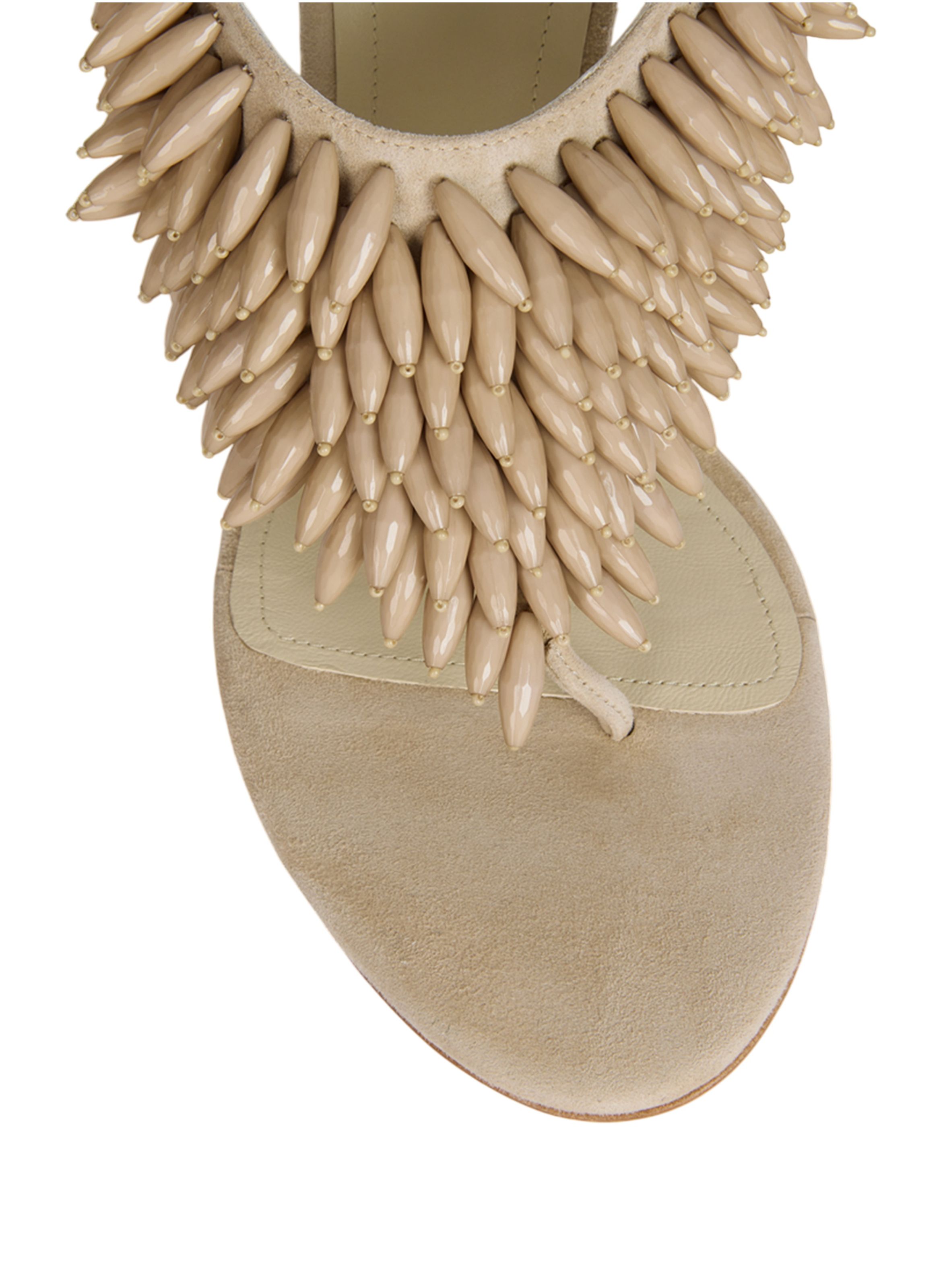 Sandales no wedge en cuir suédé et perles BALMAIN Beige