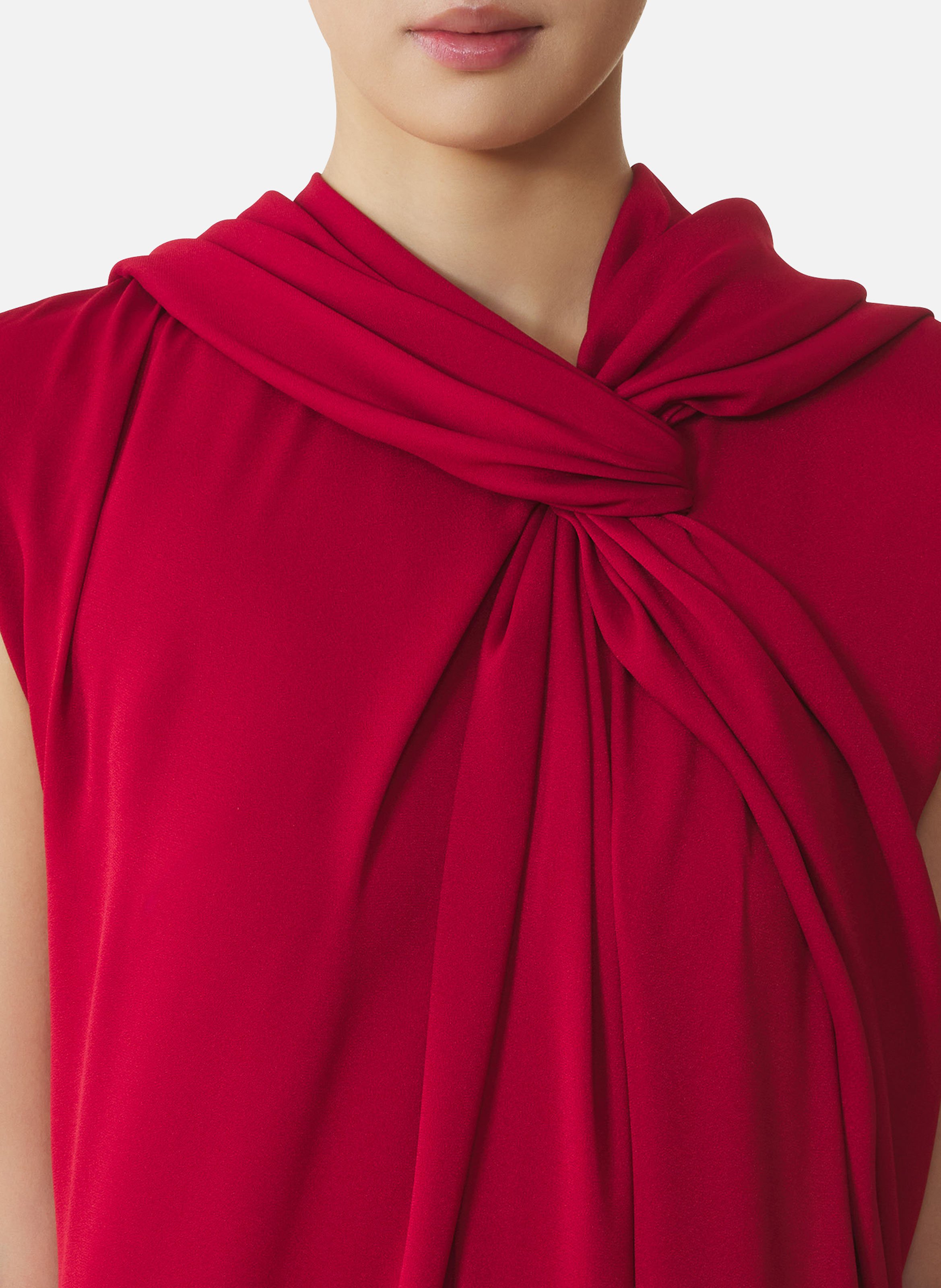 Robe longue nouée en satin LANVIN Rouge
