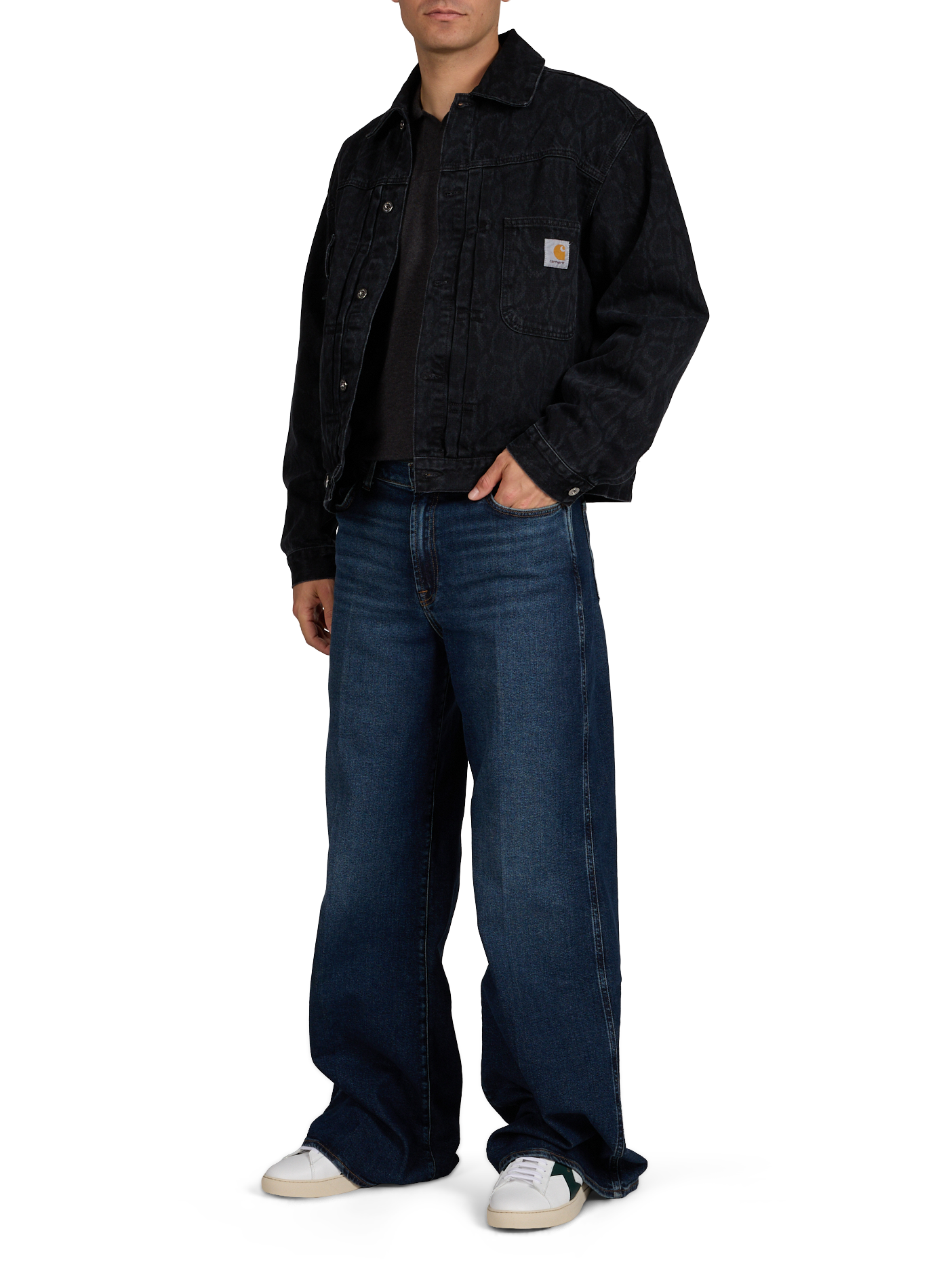 Jacket with classic cotton denim collar CARHARTT WIP Black