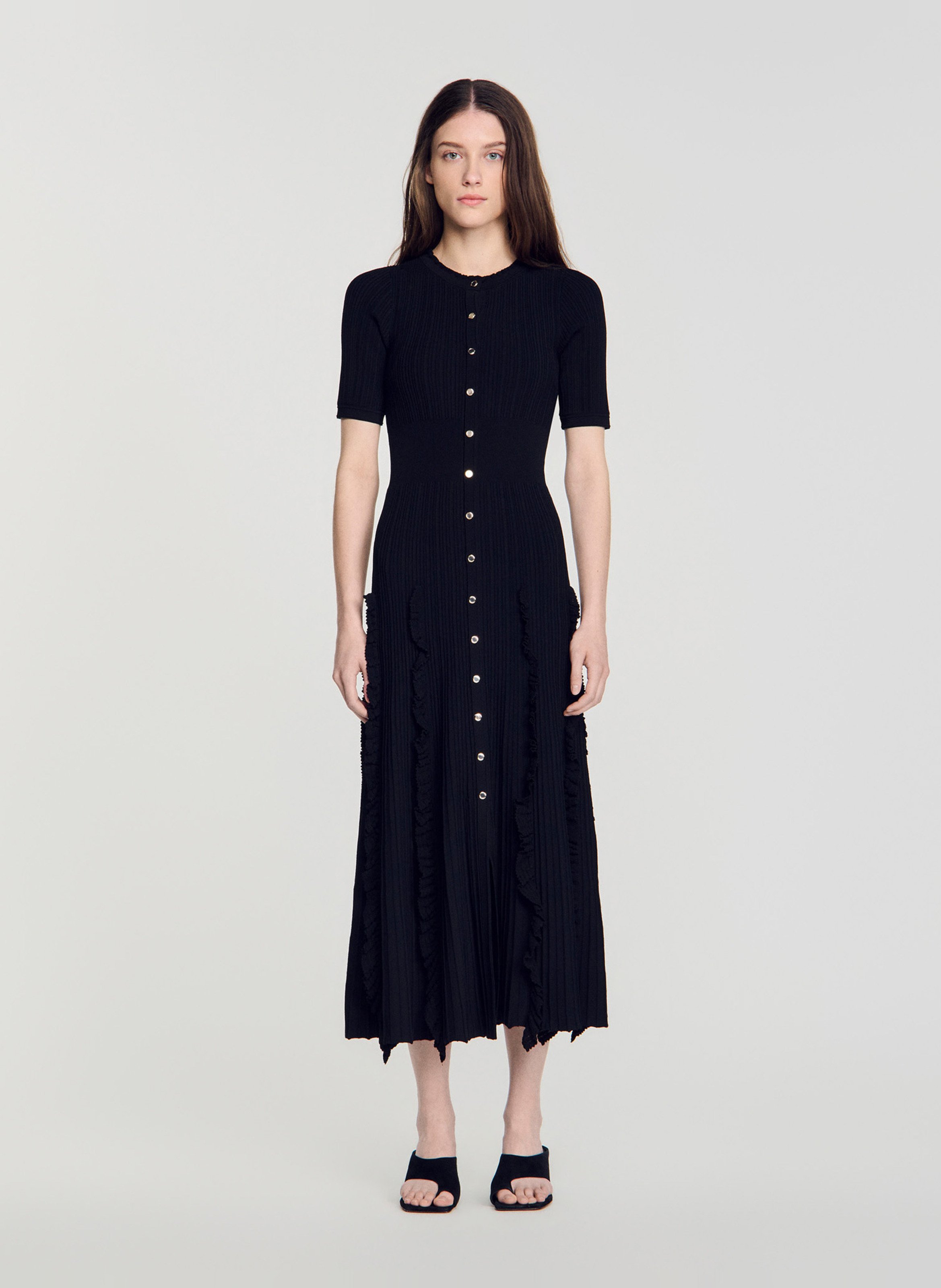Robe longue en maille SANDRO Noir