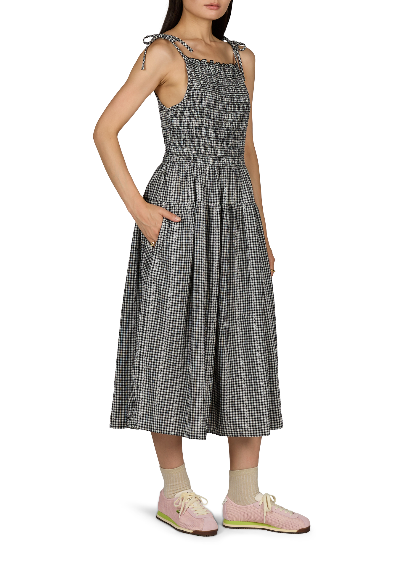 Kleid mit karierten Mustern und verstellbaren Trägern aus Baumwolle LEVI'S Schwarz