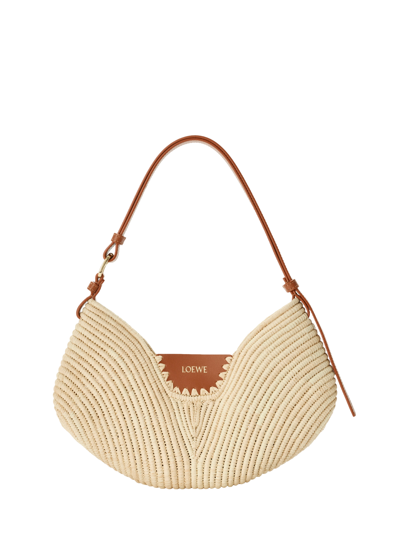 Loewe Swing medium tas van raffia en kalfsleer LOEWE Beige