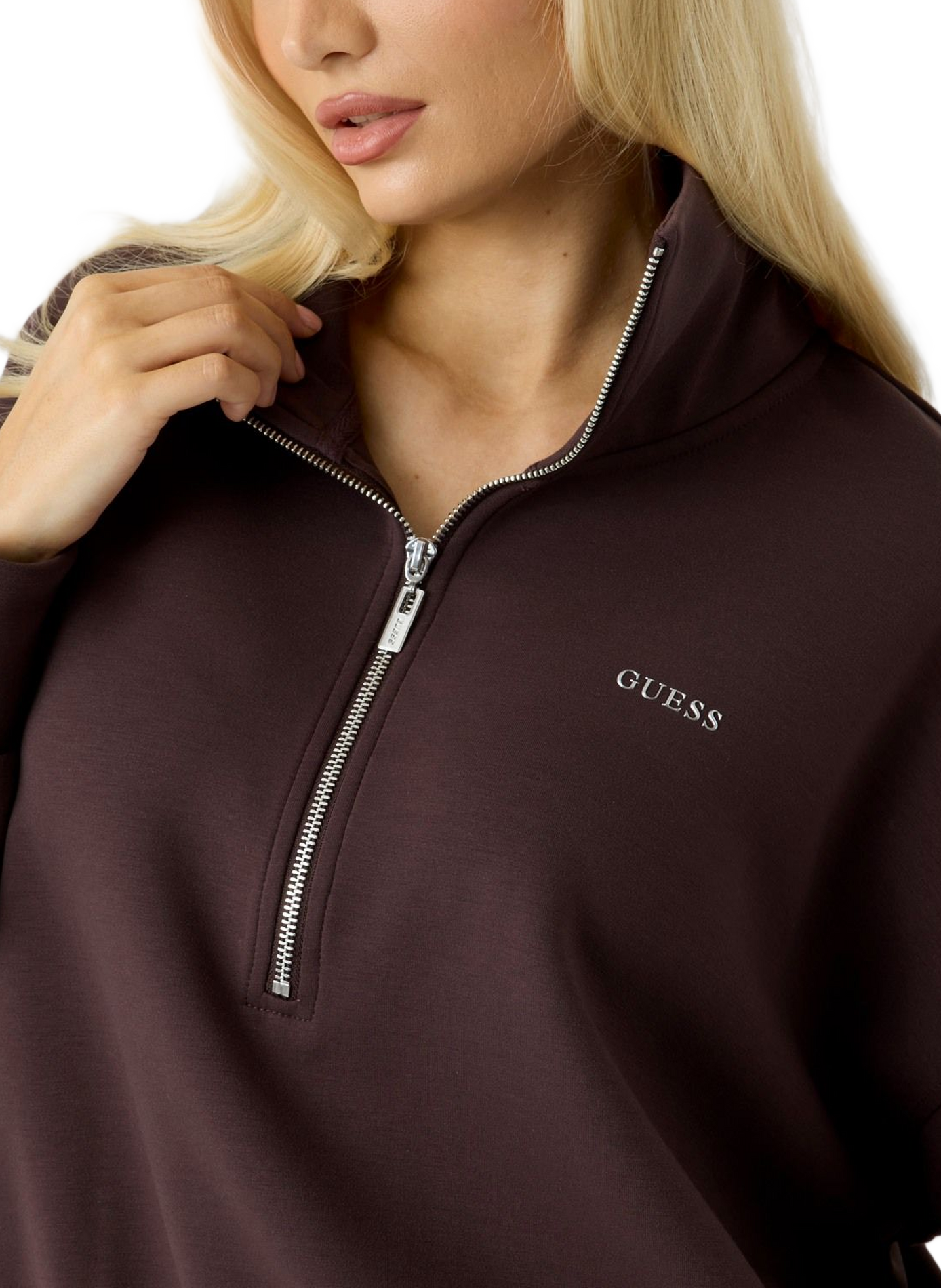 Polo neck sweatshirt GUESS Brown