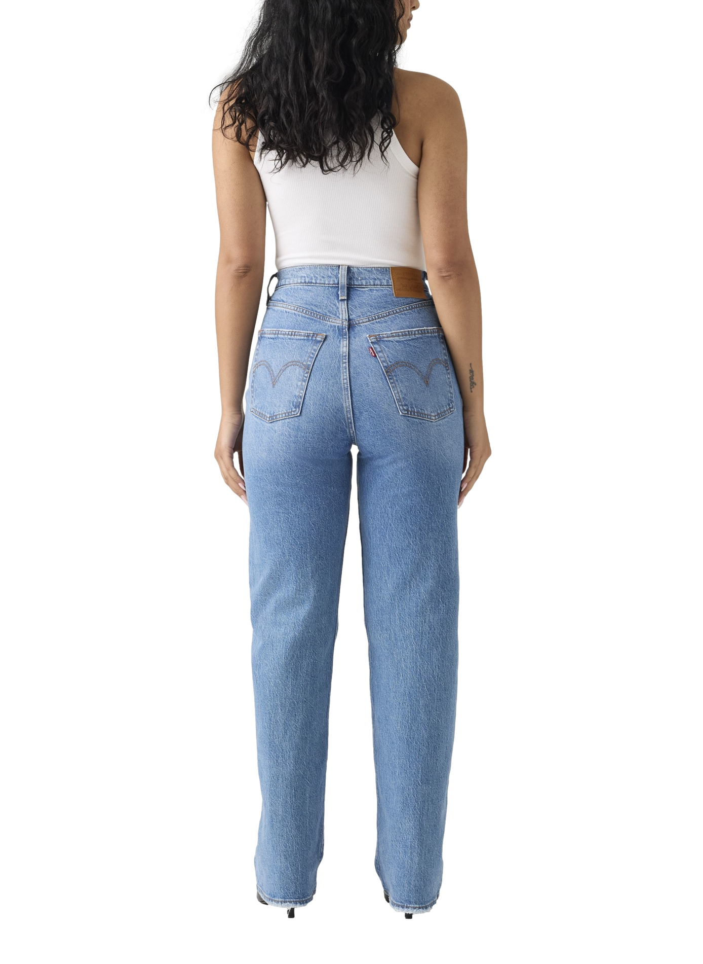 Jean Ribcage Full-length en coton mélangé LEVI'S Bleu