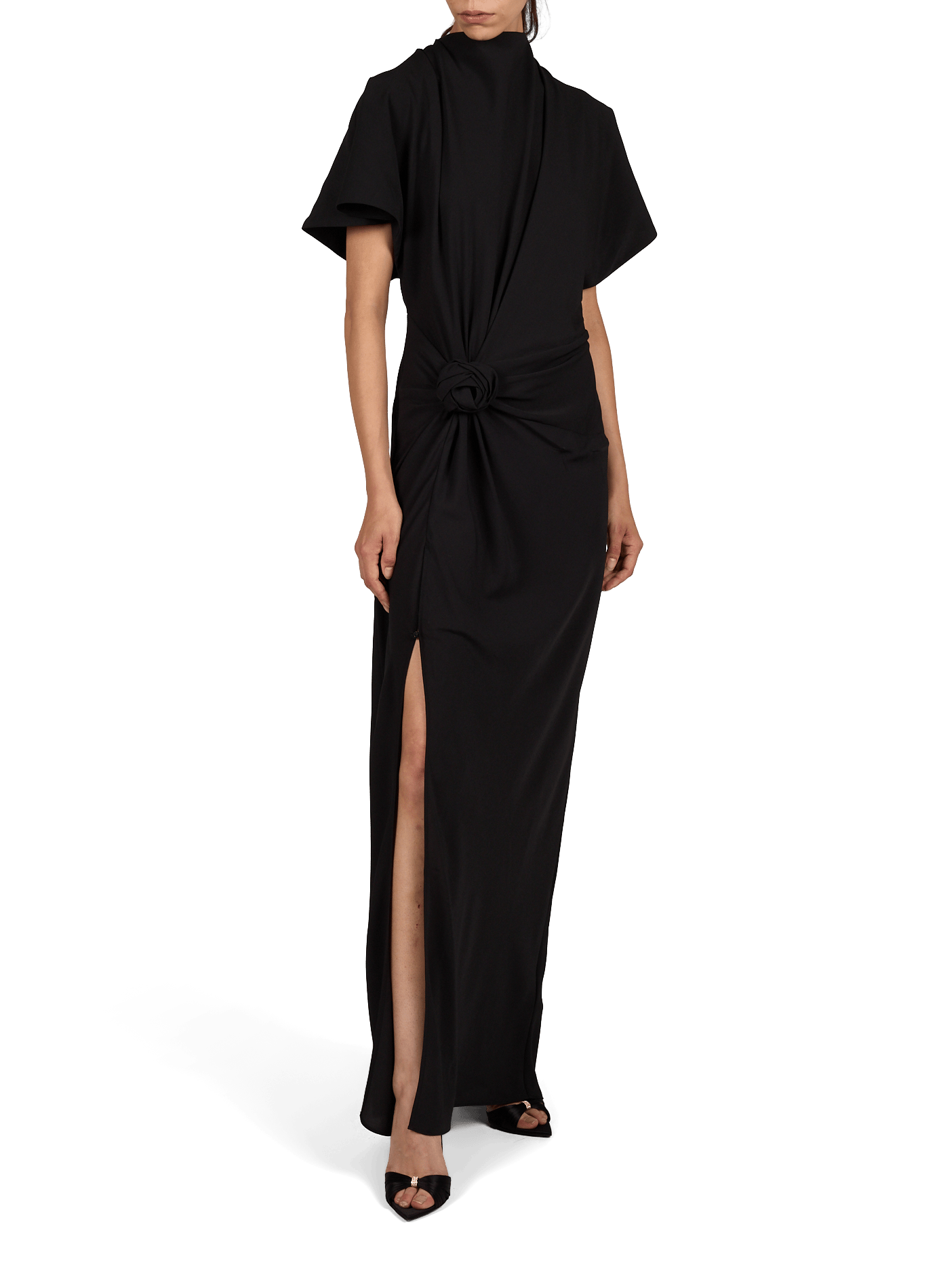 Robe longue drapée avec fente ROTATE Noir