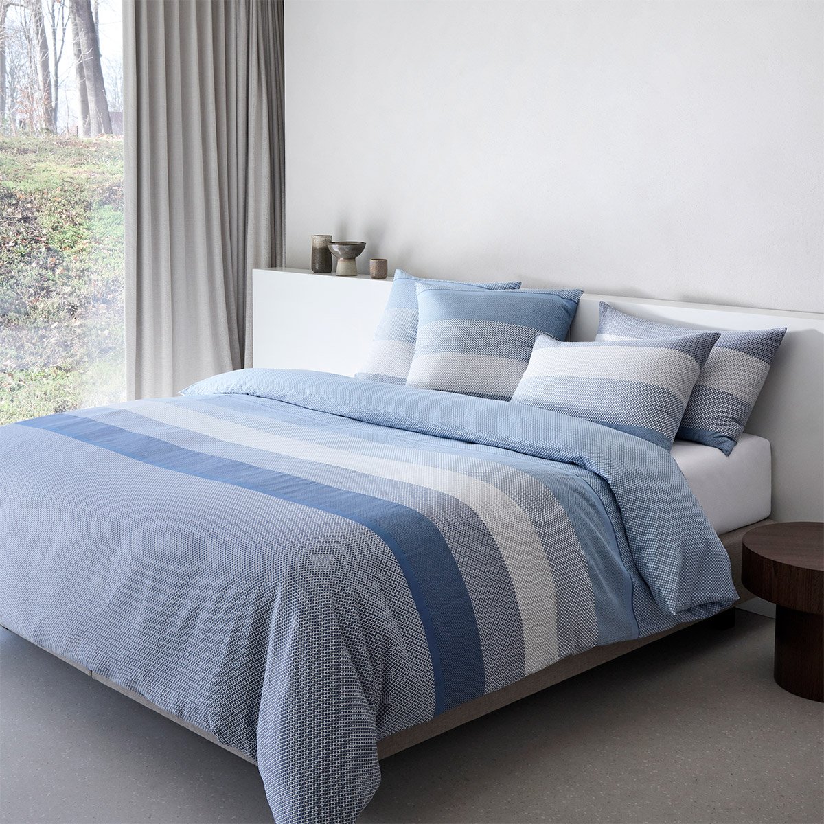 Taie d'oreiller en satin de coton, logan BOSS HOME Bleu