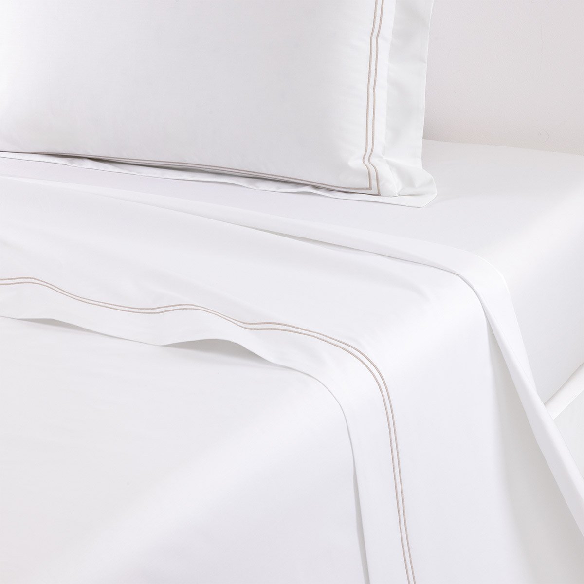Drap plat en percale de coton, duo YVES DELORME Gris