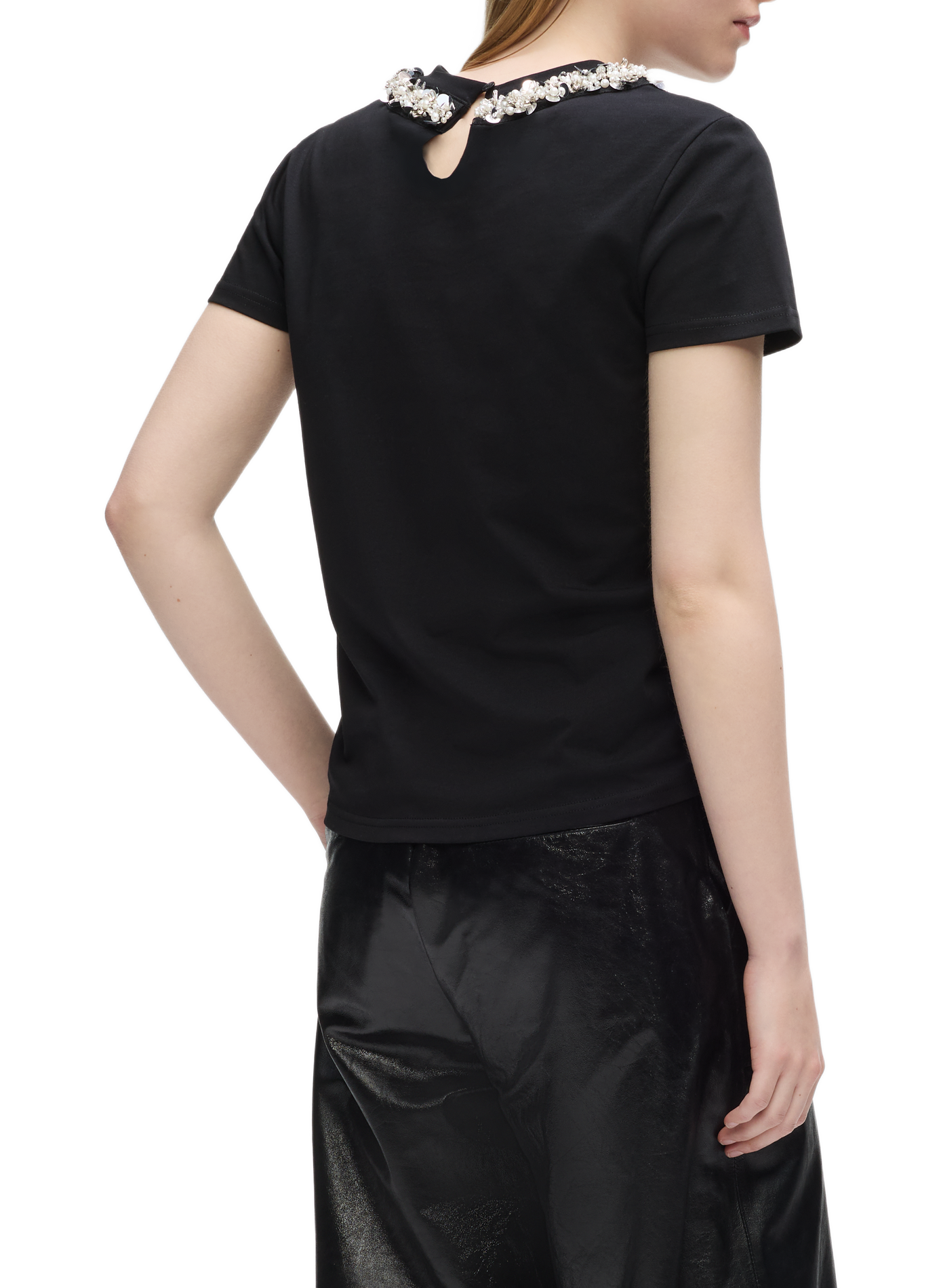 Short-sleeved T-shirt with jewellery embellishments KARL LAGERFELD Black