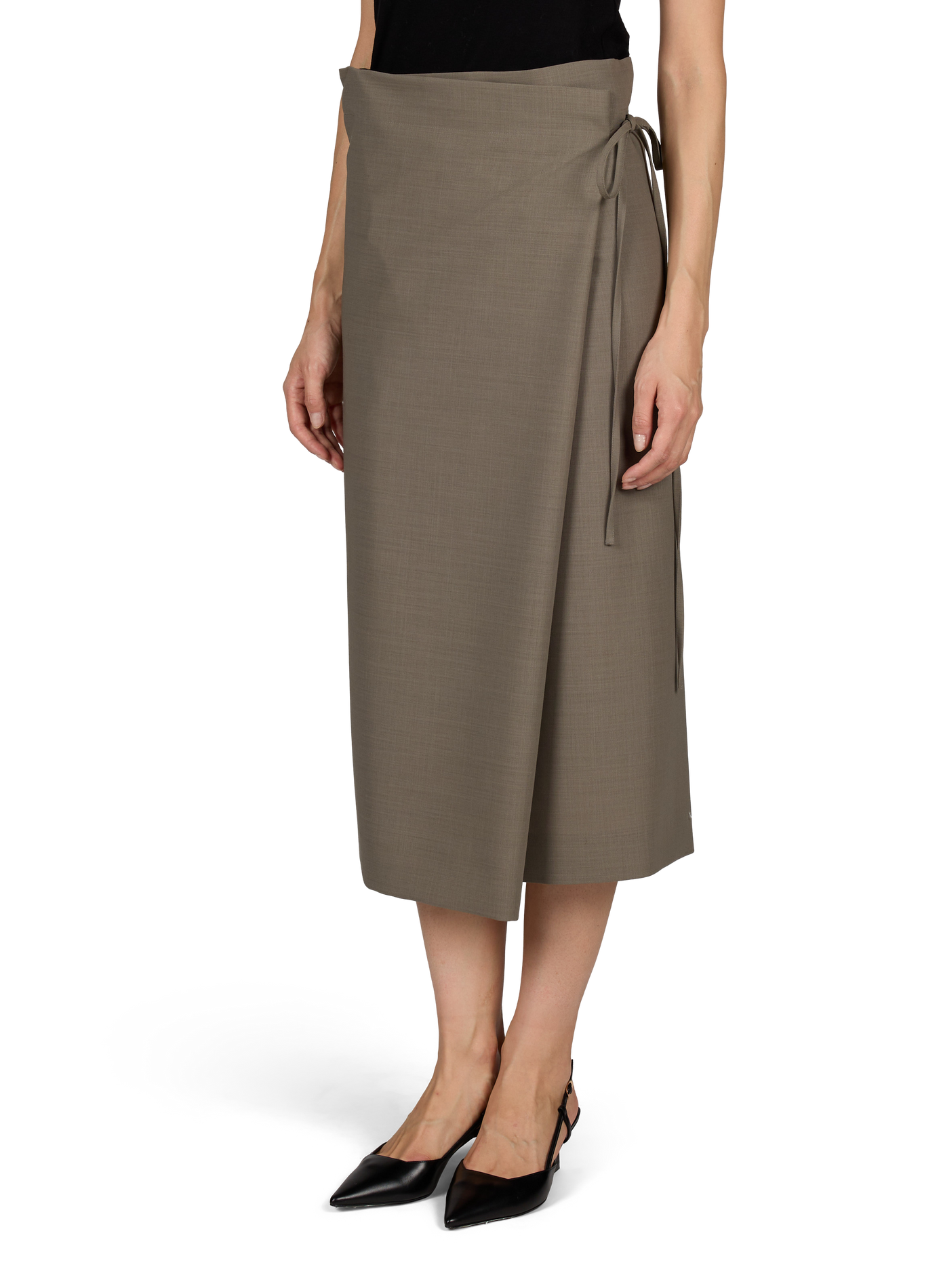 Midi skirt with tied waist. CALVIN KLEIN COLLECTION Grey