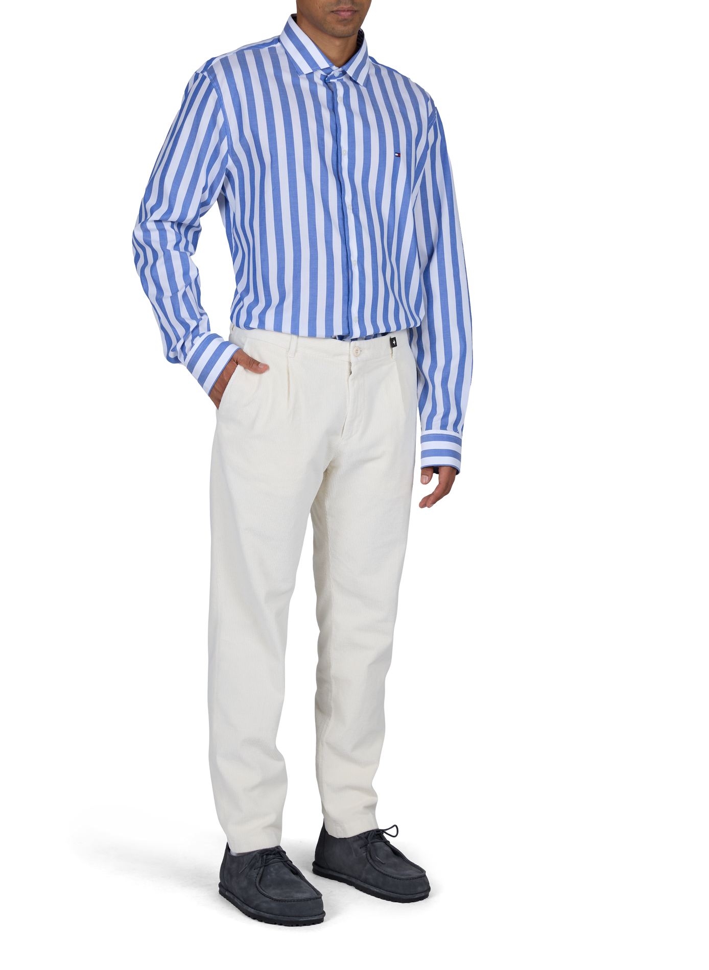 Gestreiftes Slim-Fit Hemd aus Baumwollmischung TOMMY HILFIGER Blau