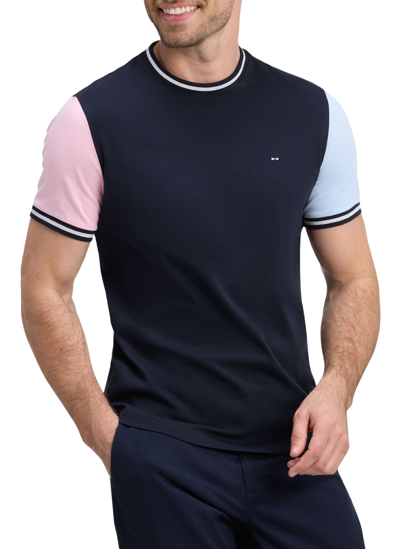Tee-shirt col rond en coton EDEN PARK Blue