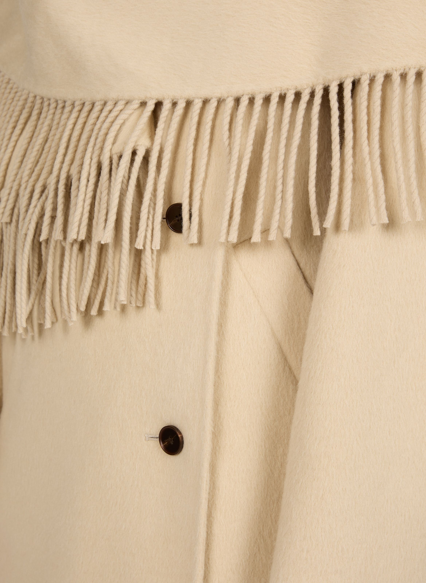 Double-faced wool and alpaca fringe coat ROHE FRAMES Beige