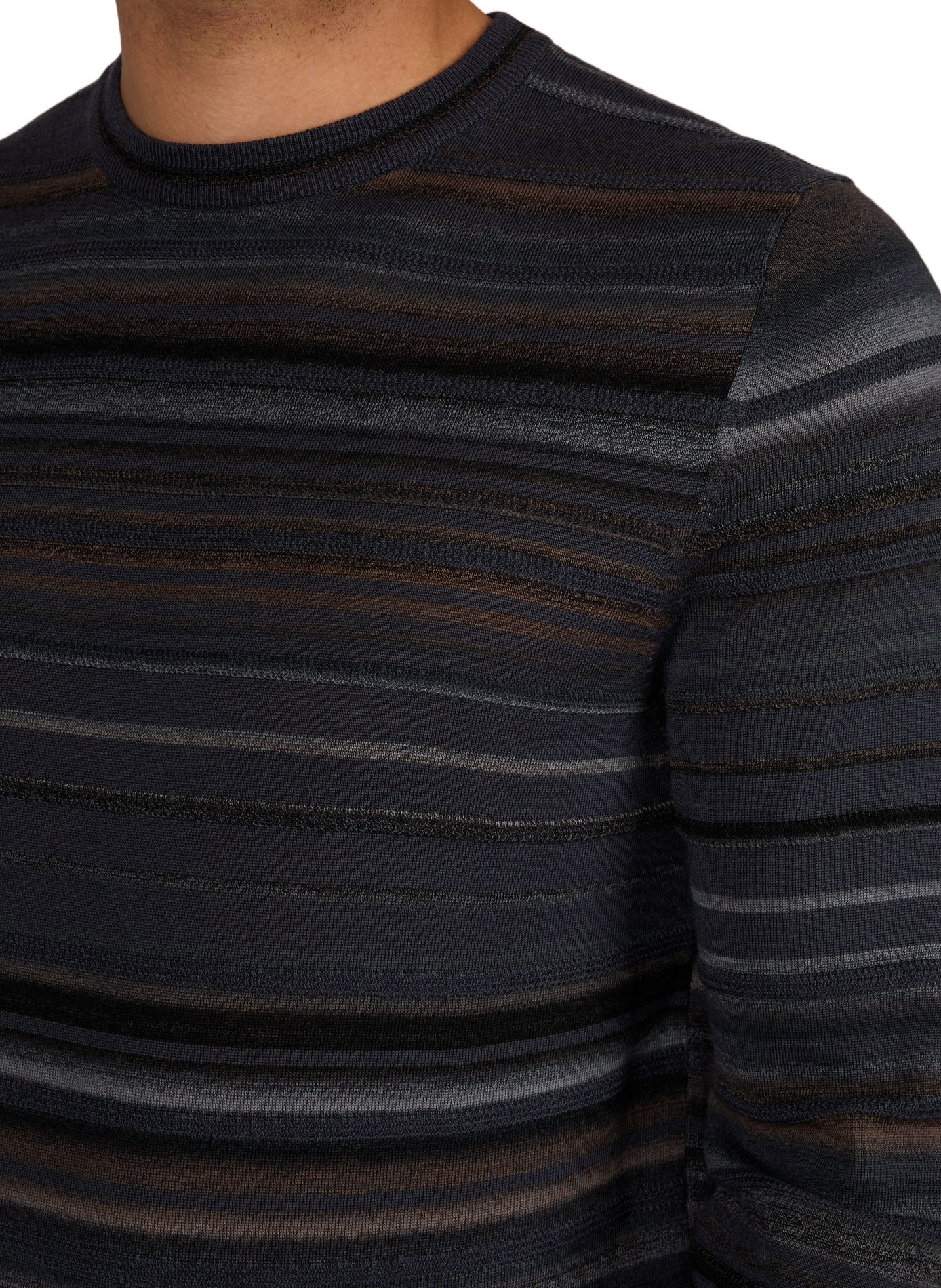 Straight-fit striped wool crew-neck jumper PAUL SMITH Grey