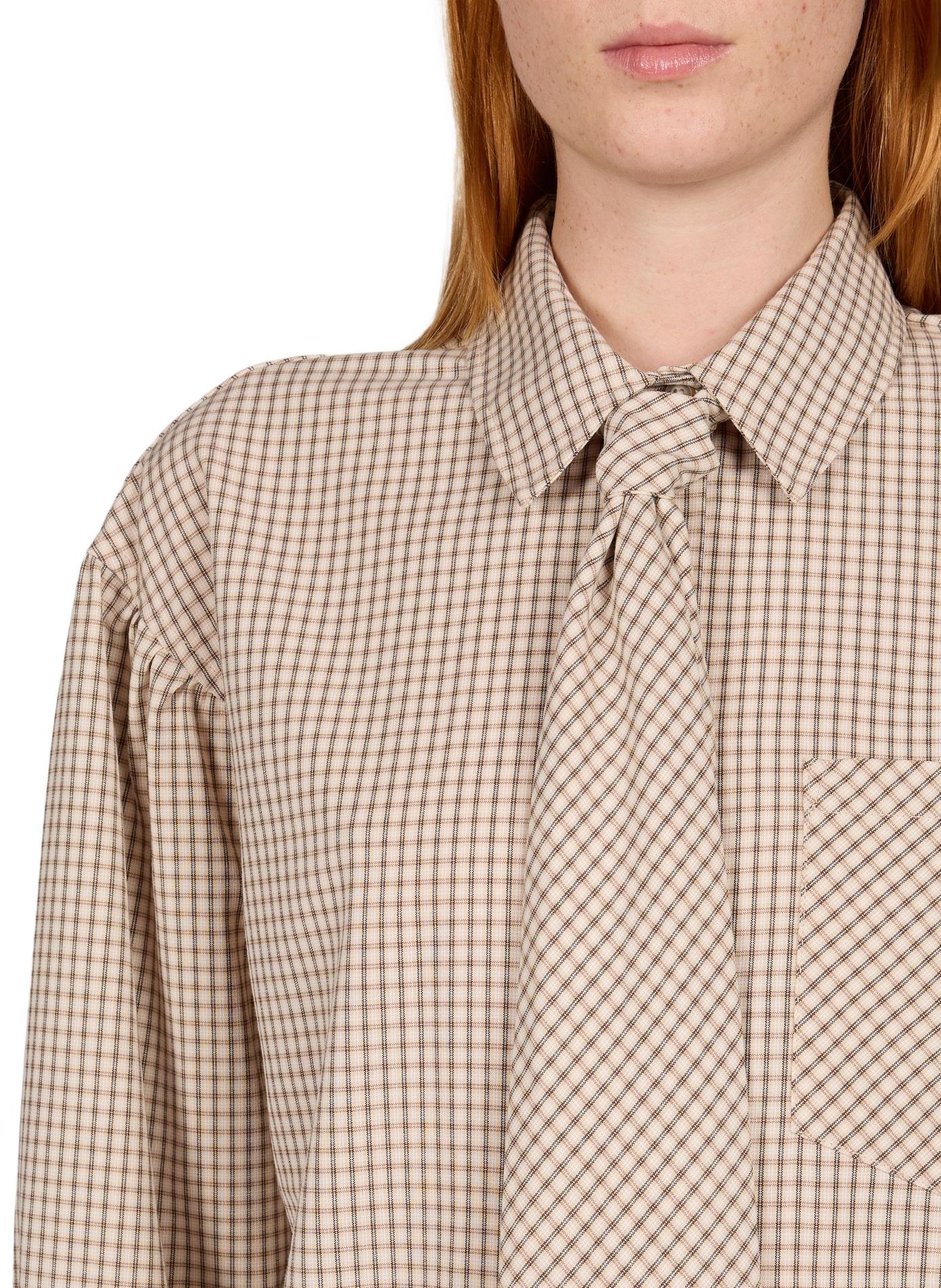 Chemise droite à carreaux  VILA Beige