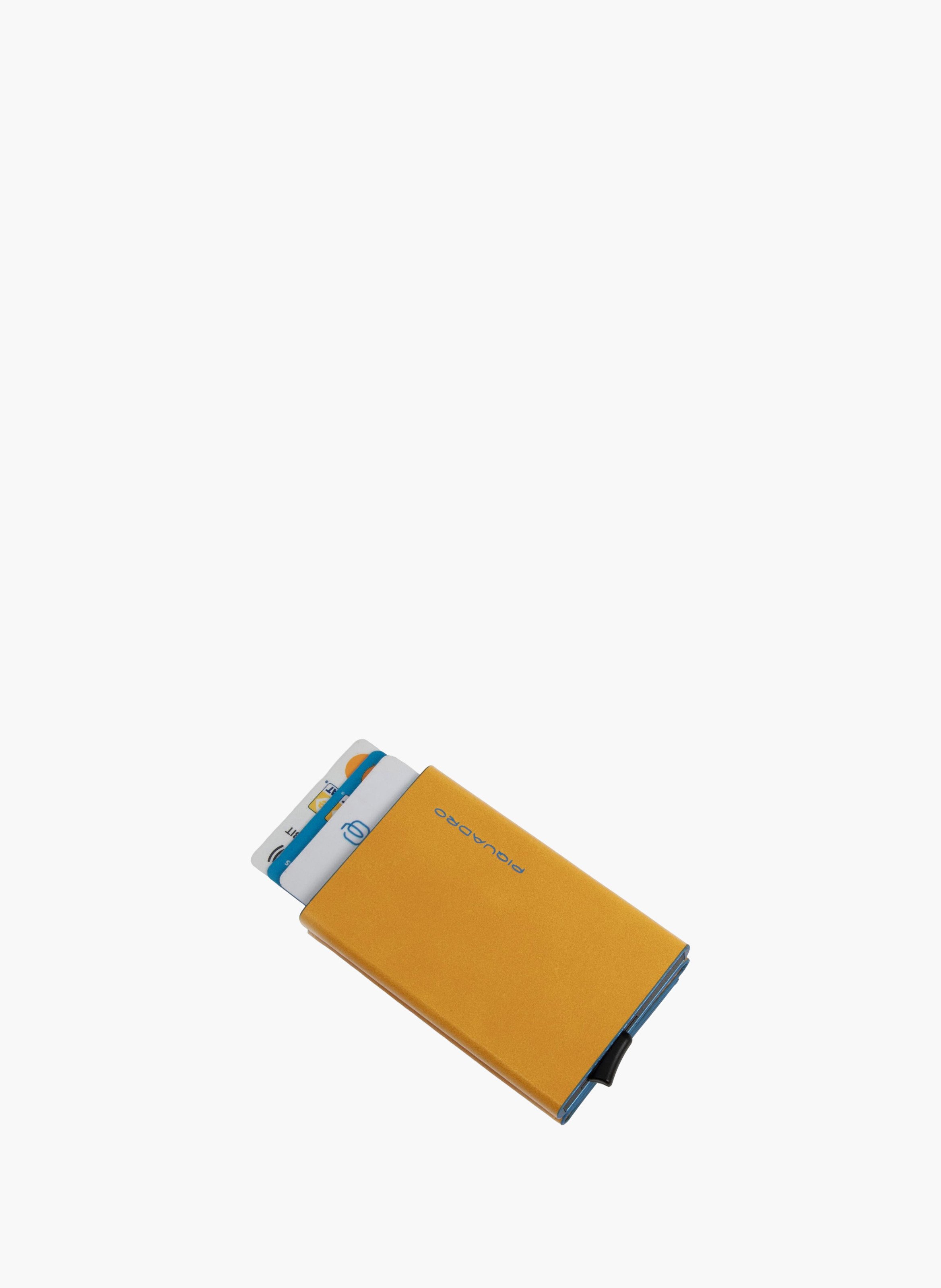 Compact leather wallet with pop-up card holder PIQUADRO Yellow