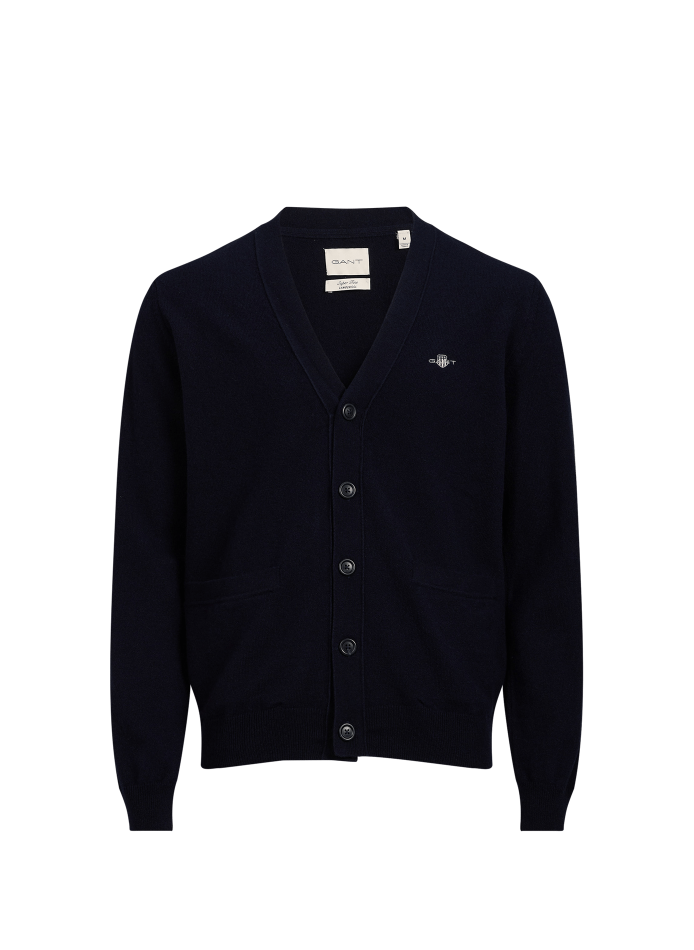 Plain oversized V-neck wool cardigan GANT Blue