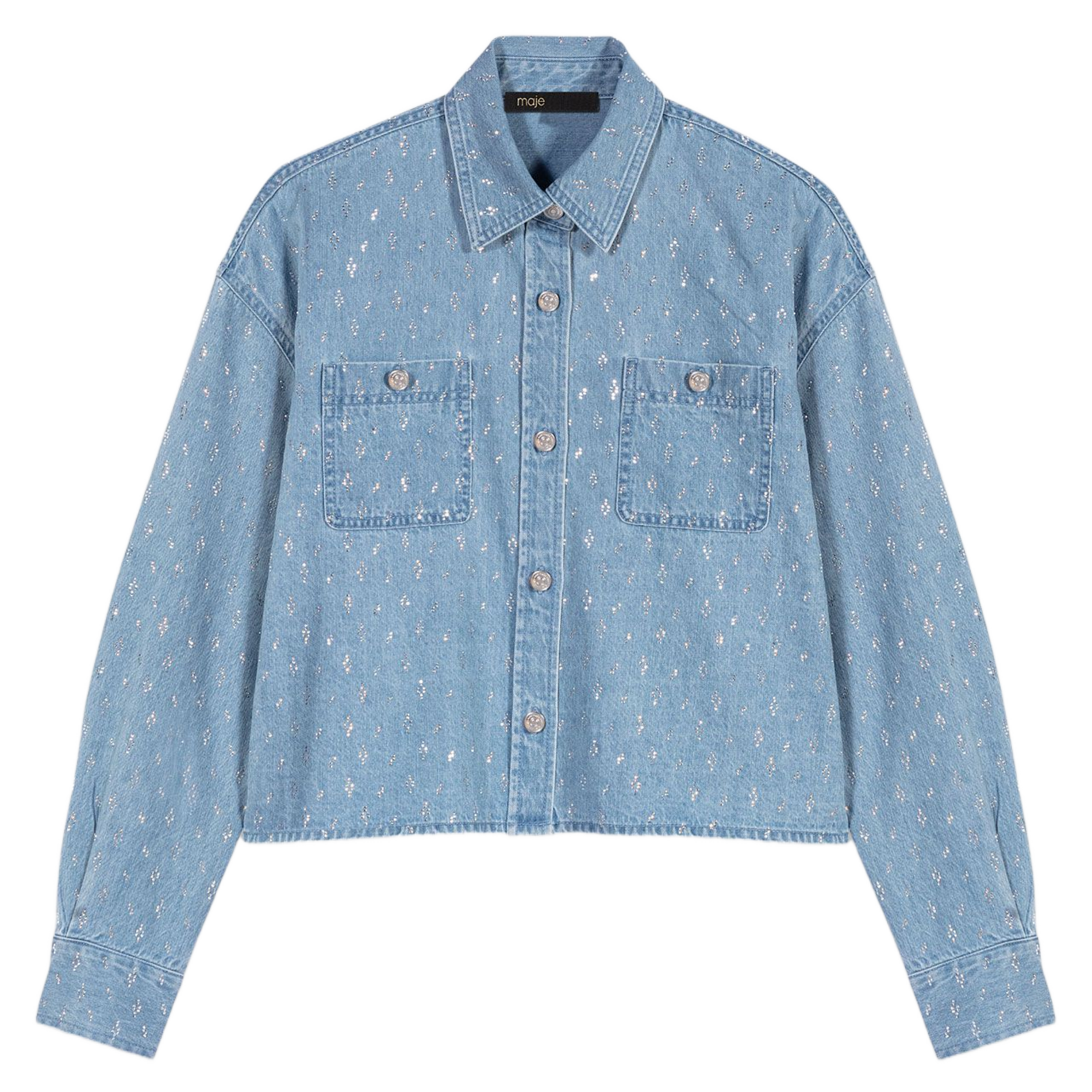 Chemise col classique en jean MAJE Bleu
