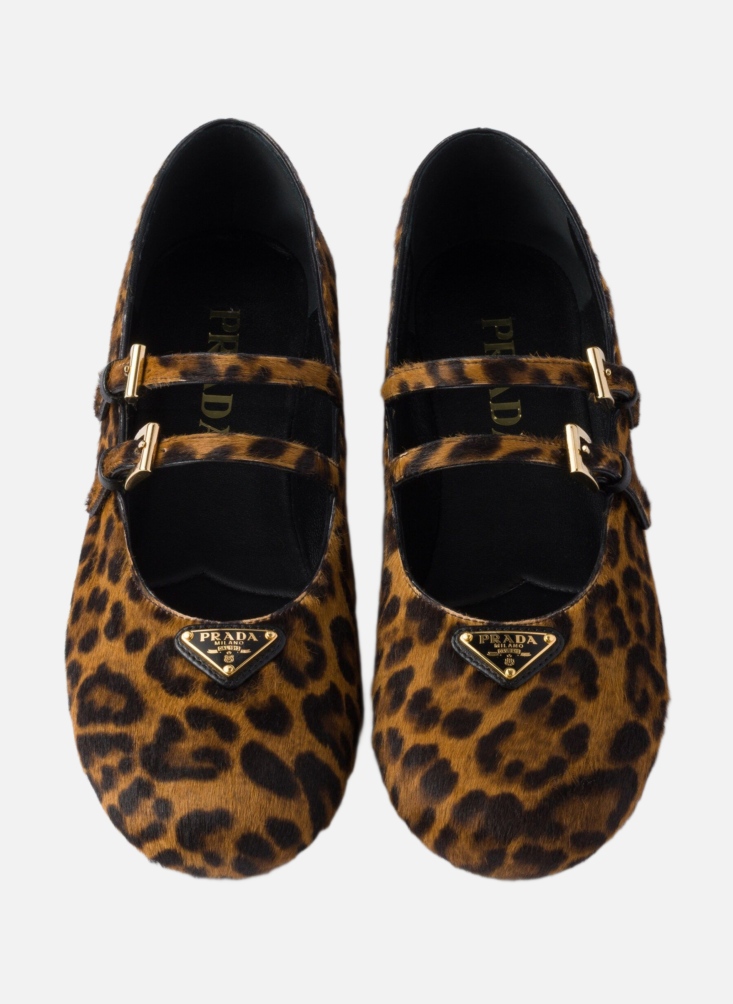 Ballerines en cuir imprimé PRADA Beige