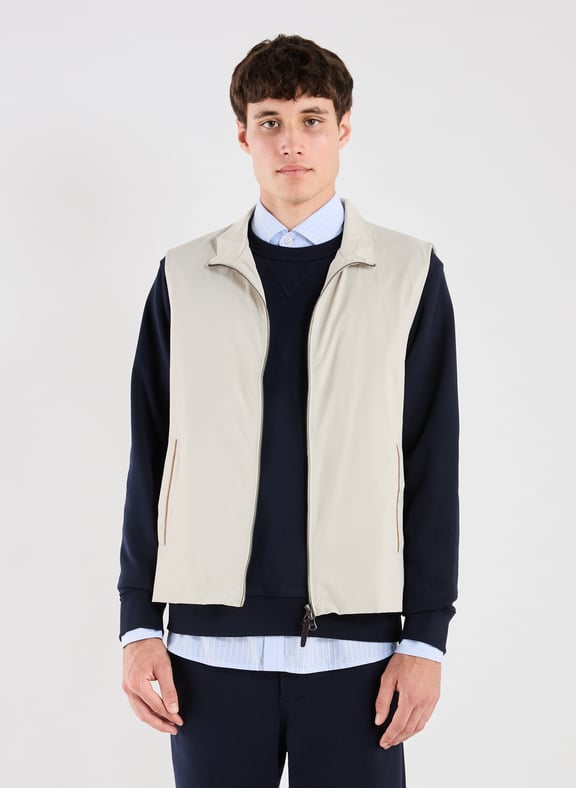 Bi-material gilet Beige by HACKETT HACKETT Bi-material gilet Beige