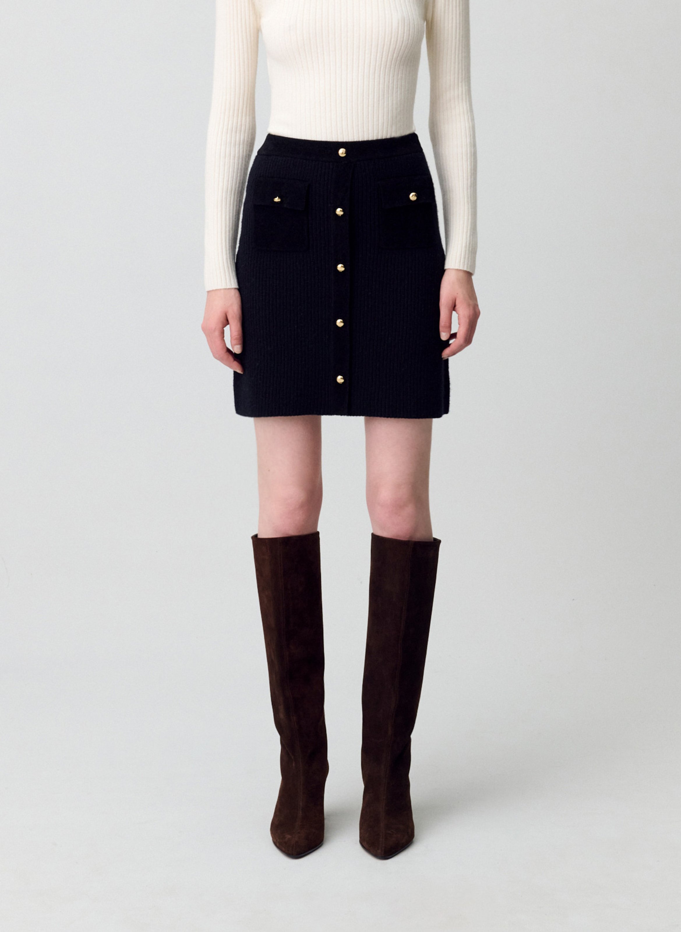 Jupe courte en laine et en cachemire mélangés maxine CLAUDIE PIERLOT Noir