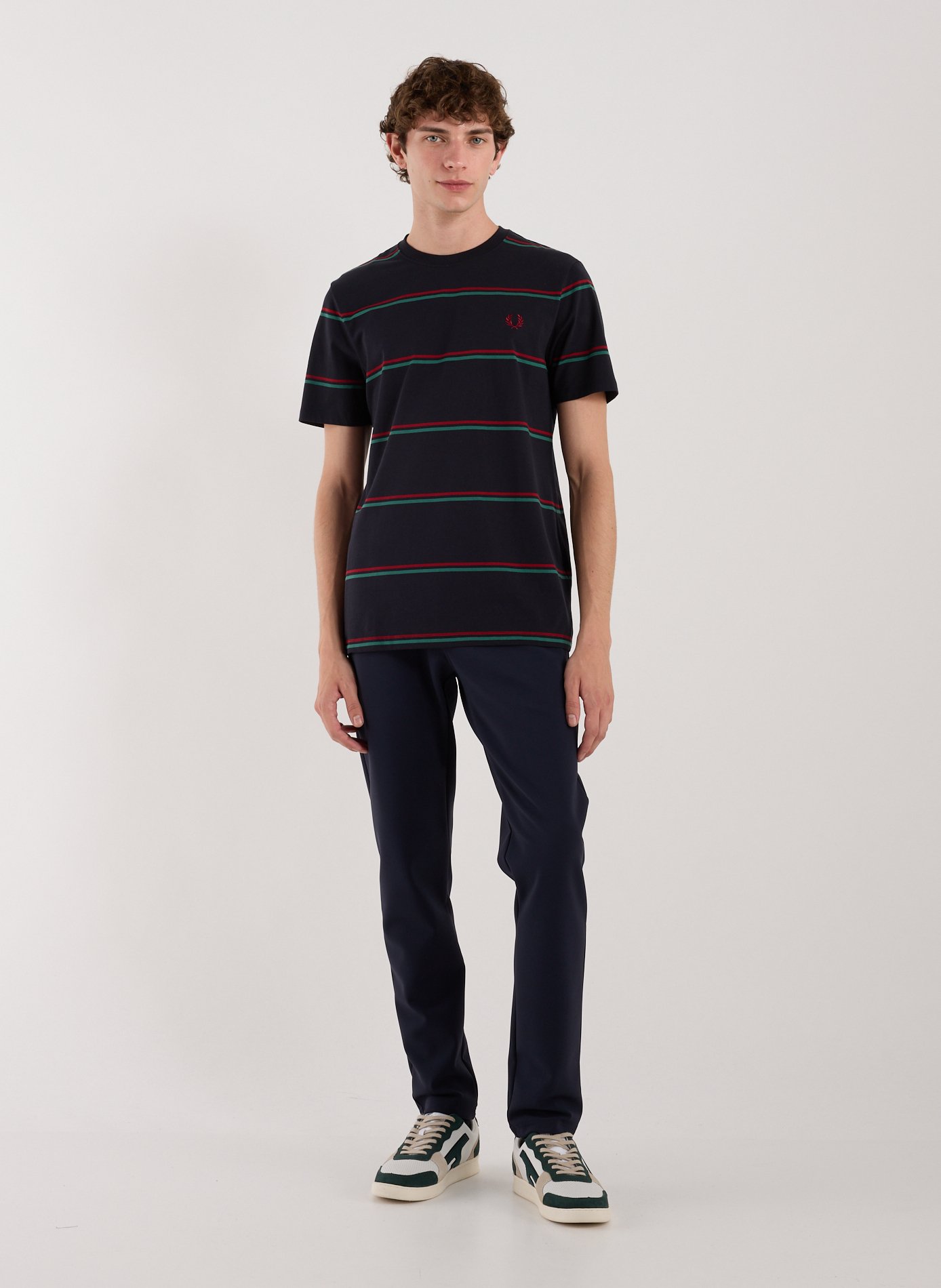 T-shirt rayé en coton FRED PERRY Bleu
