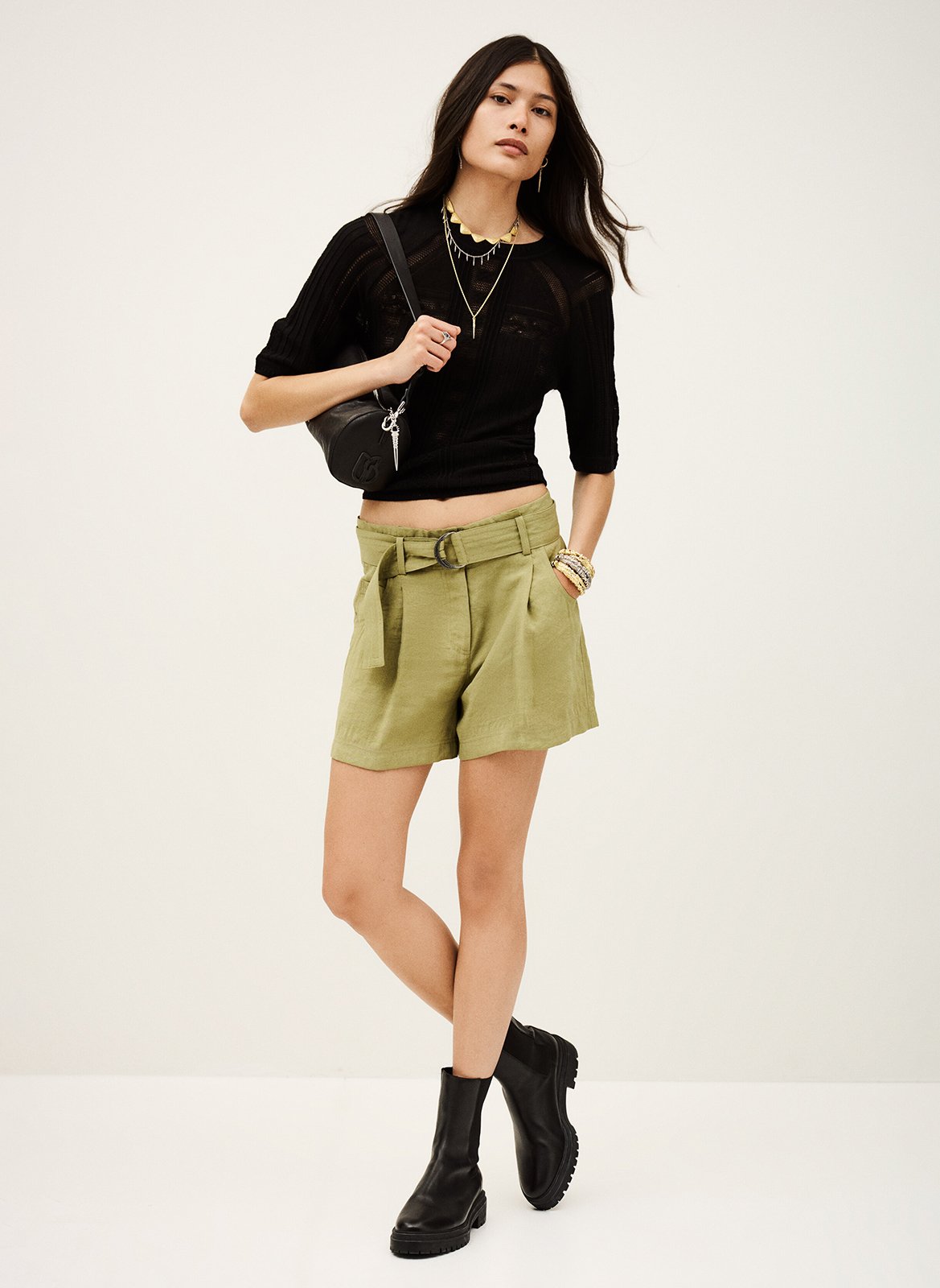 Pull col rond en laine mélangée philo Noir